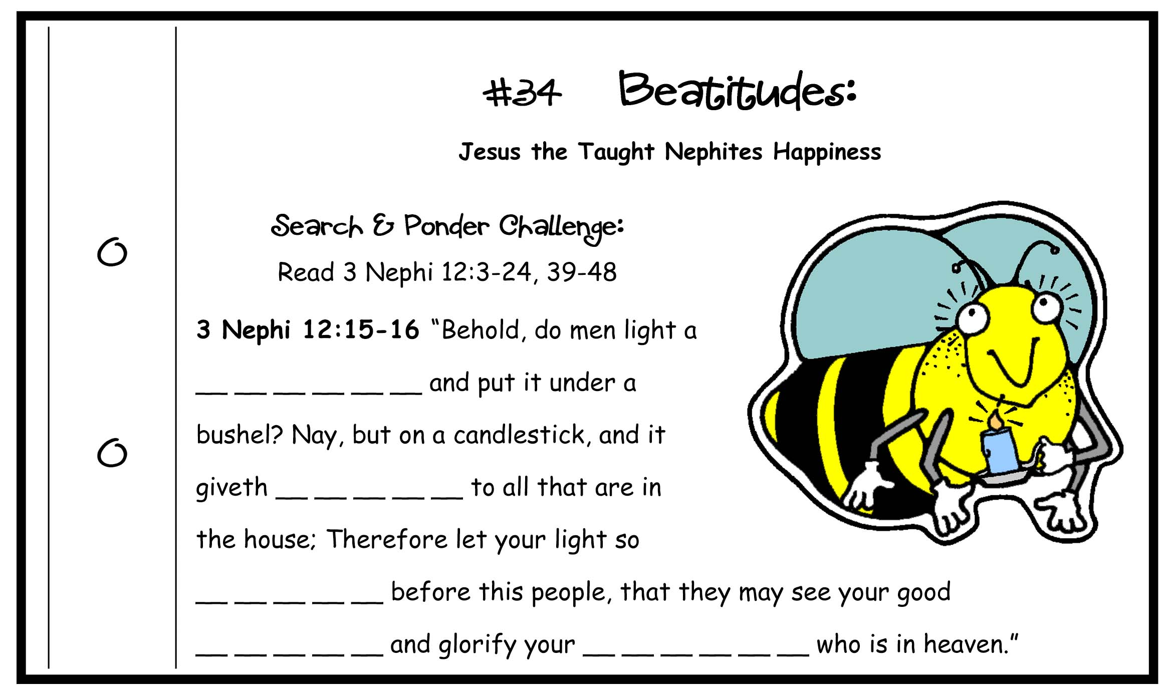 $1.75 (scripture card is part of "Bee"attitude Blessing Wheel activity - For Come Follow Me - Primary and Home, family home evening