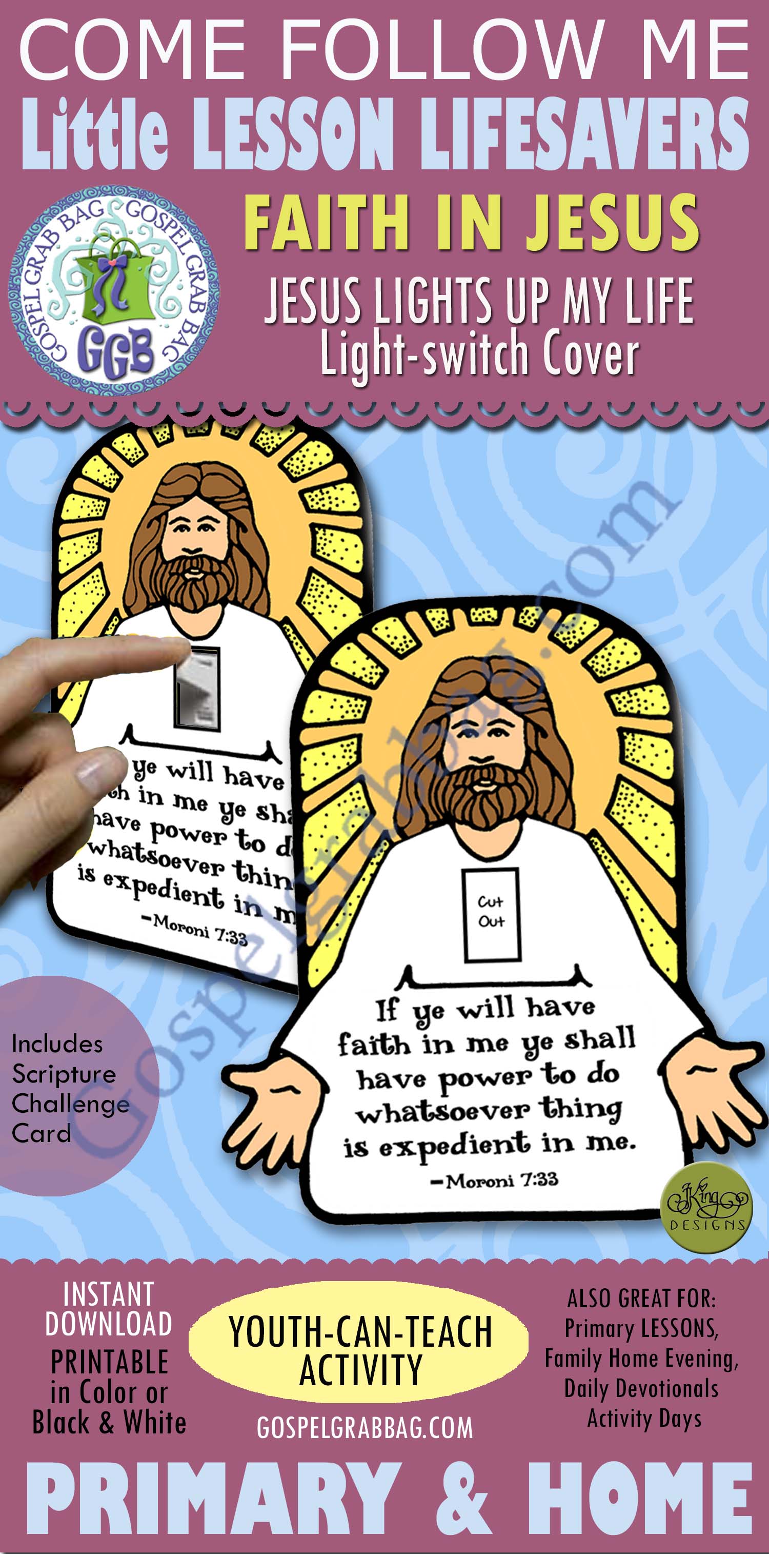 Little LESSON LIFESAVER Activity Jesus Lights up My Life (Light-switch Cover)