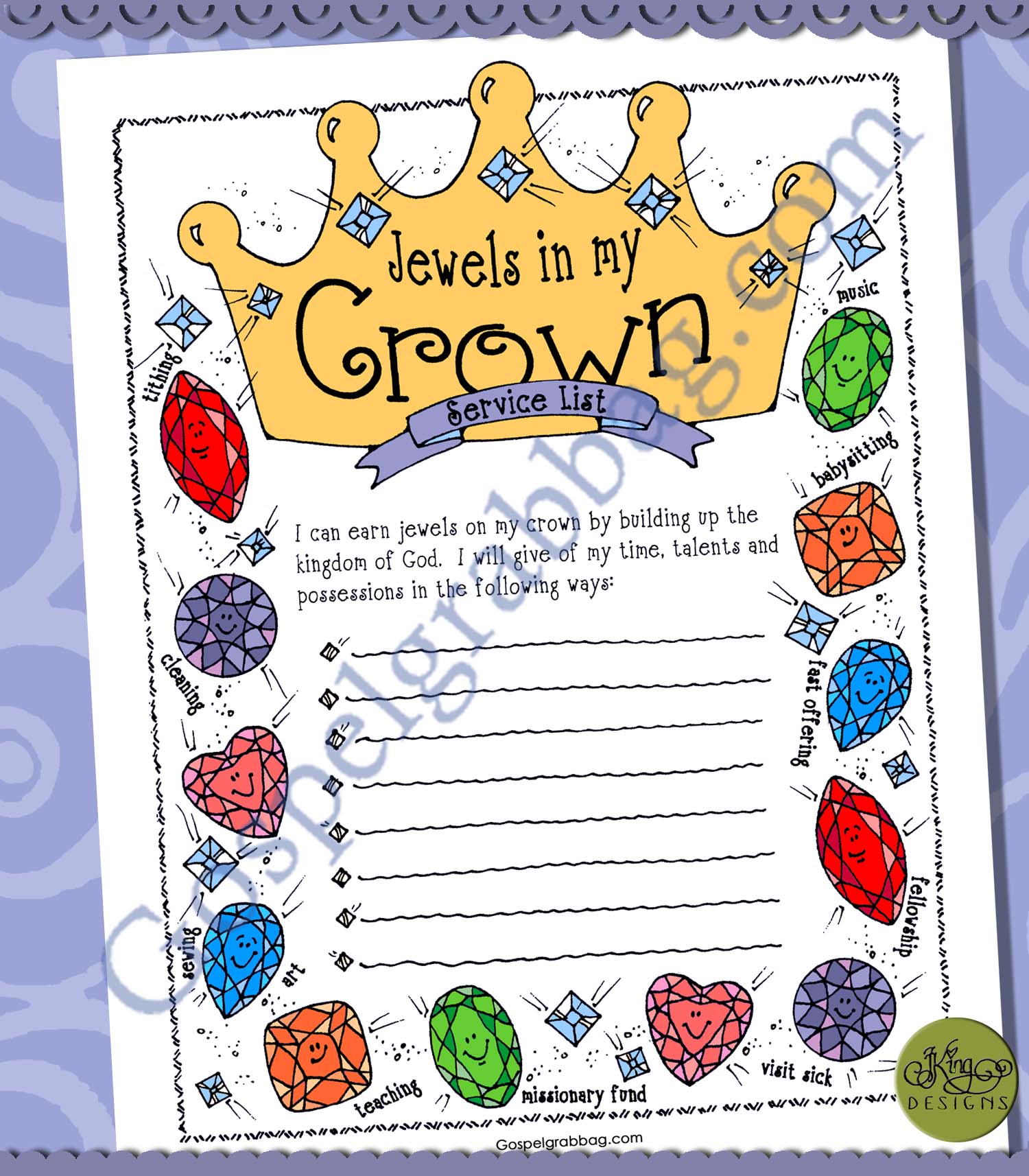 Jewels in My Crown service list