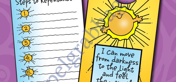 LESSON LIFESAVER Activity Sunshine Repentance doorknob-reminder