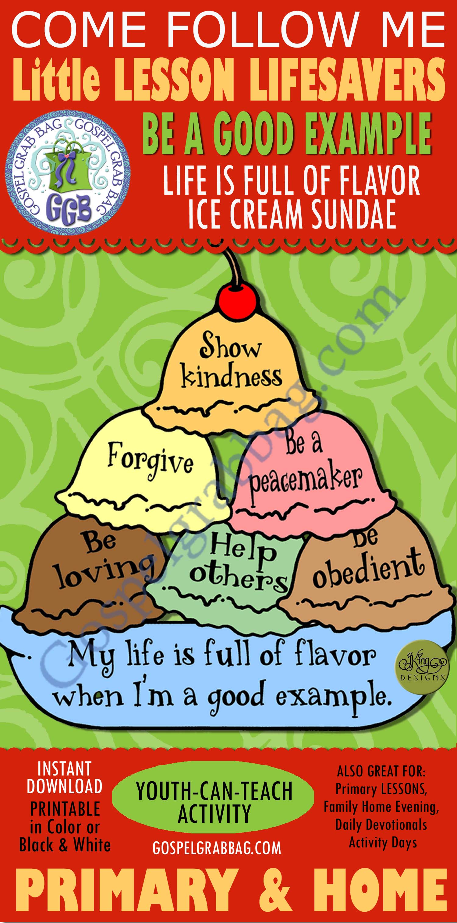 $1.50 Little LESSON LIFESAVER for Come Follow Me - Primary and Home, family home evening