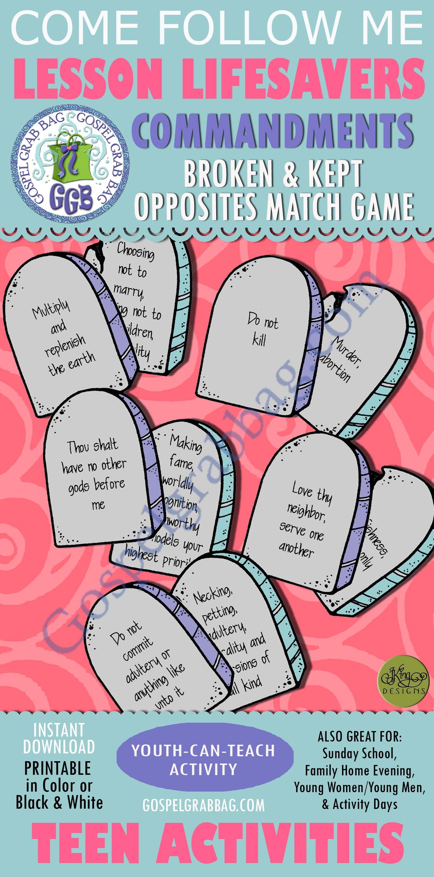 COMMANDMENTS Activity: Commandments Opposites Match Game LESSON LIFESAVERS Commandment Opposites Match Game