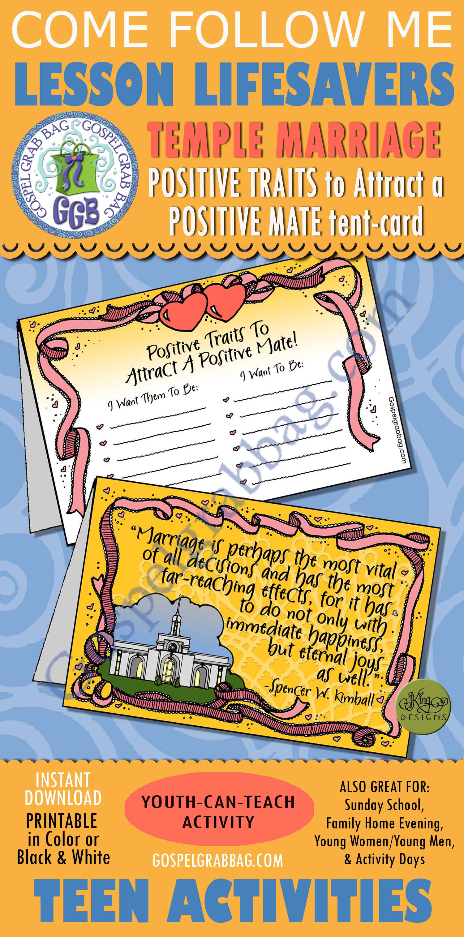 $1.75 LESSON LIFESAVER Activity for Come Follow Me – Young Women or Teens, family home evening, LDS printable to download
