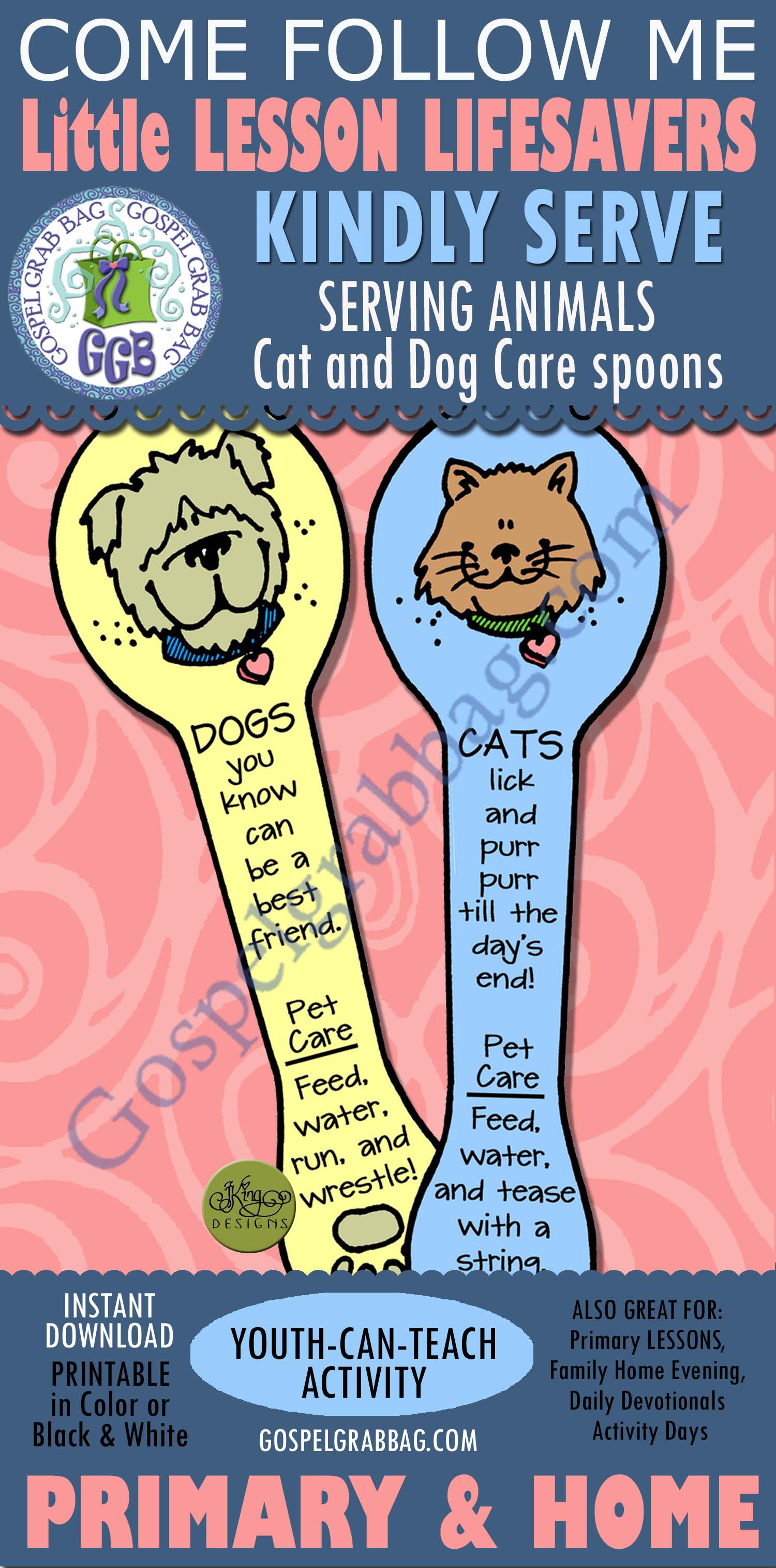 Serving Animals (cat and dog spoons) lesson activity - service
