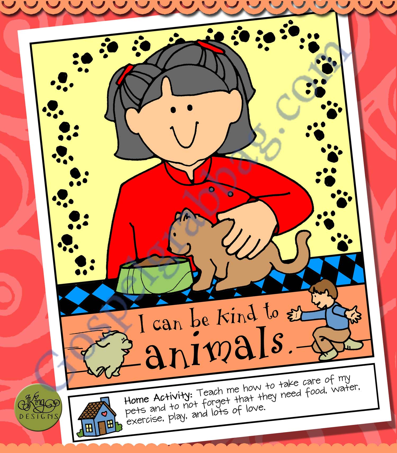 I can be kind to animals - poster or coloring page (Ages 1-5) LESSON LIFESAVER Activity