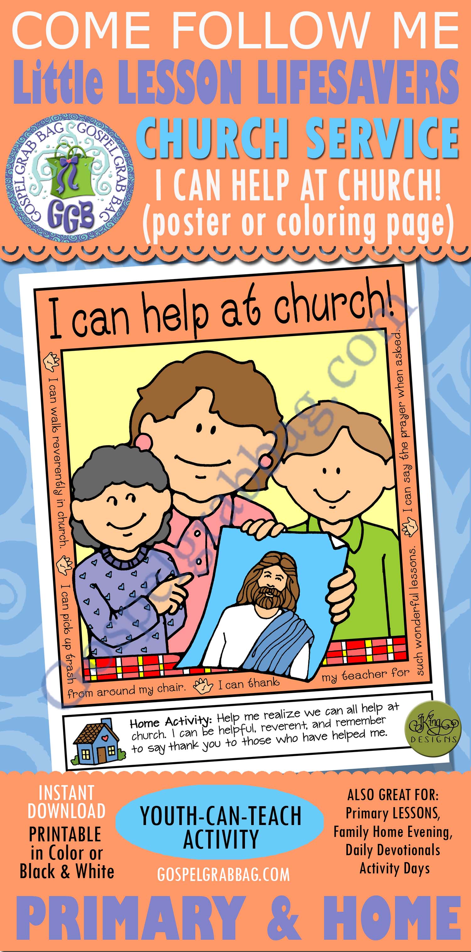 I can help at church! poster or coloring page