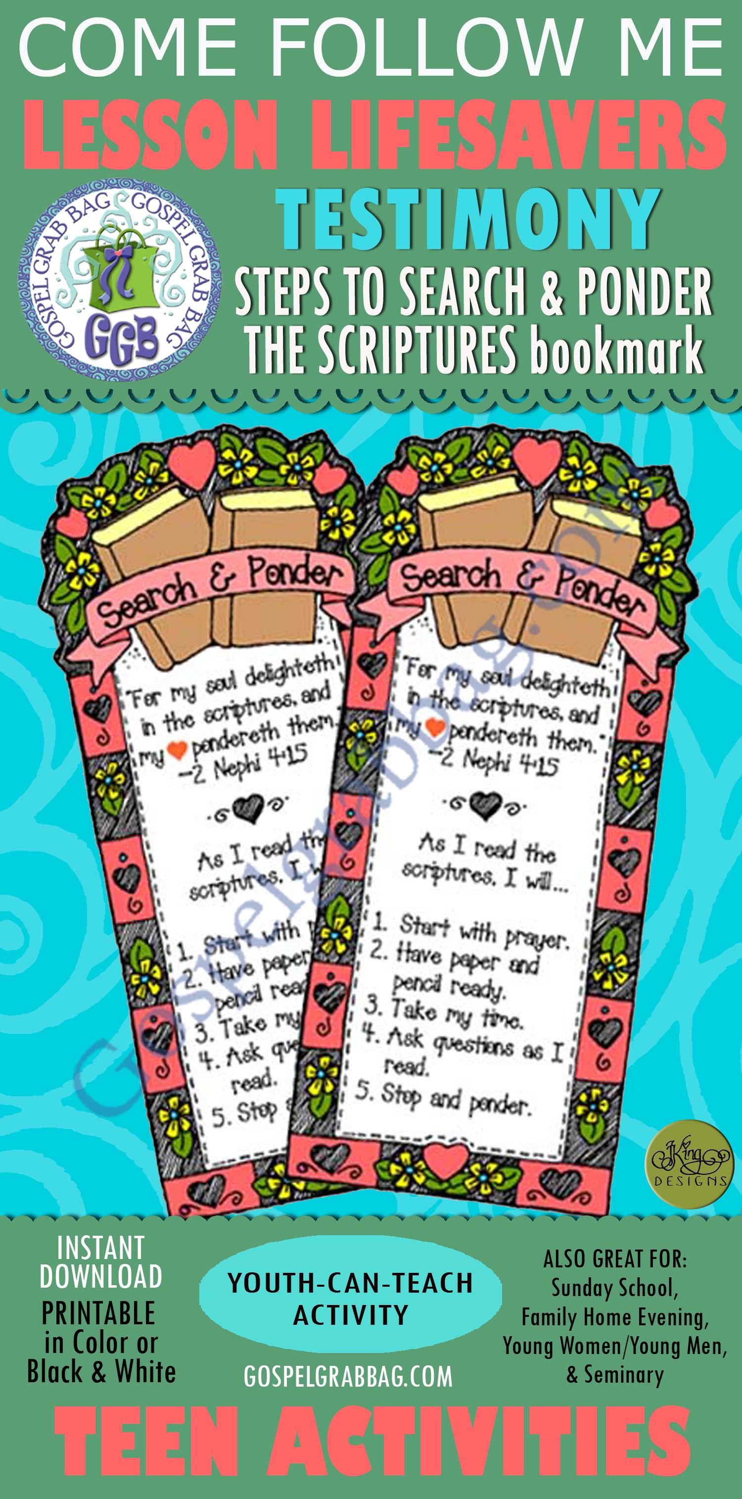 LESSON LIFESAVER Activity Search and Ponder bookmark