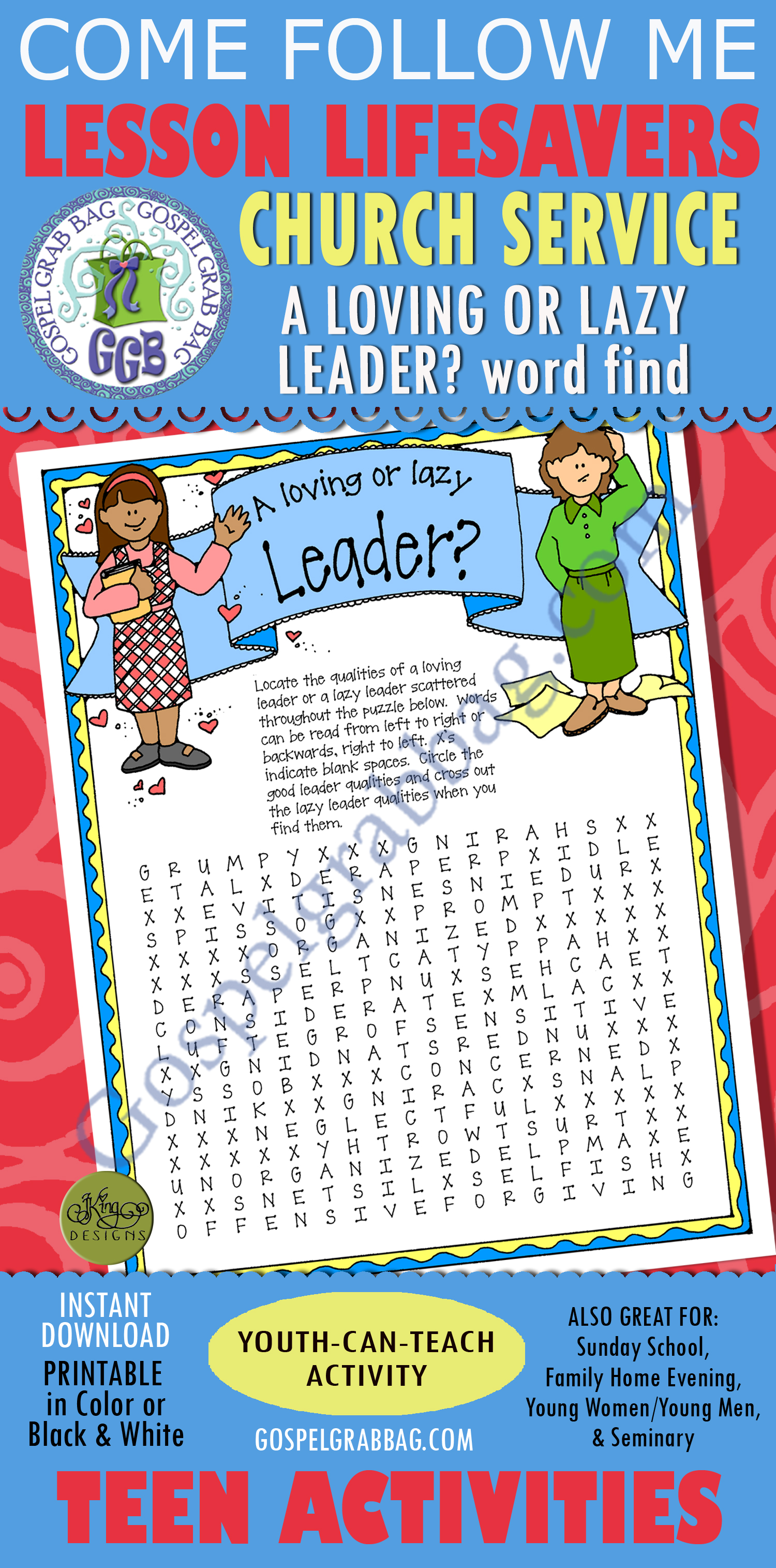A Loving or Lazy Leader? word-find