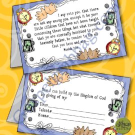 Build up the Kingdom: Time, Talents, Means tent card