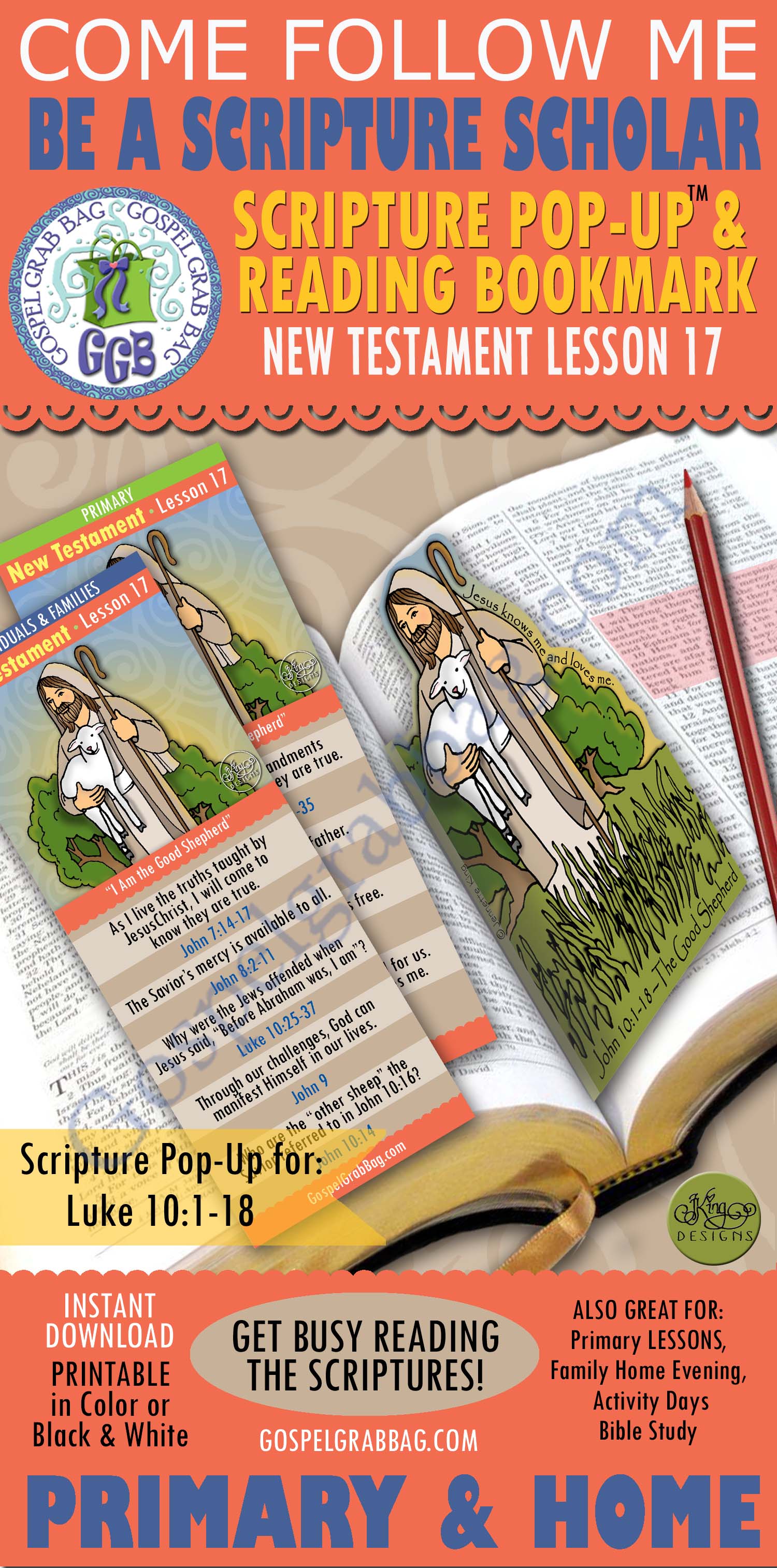 Scripture Scholar bookmark and pop-up JESUS IS THE GOOD SHEPHERD