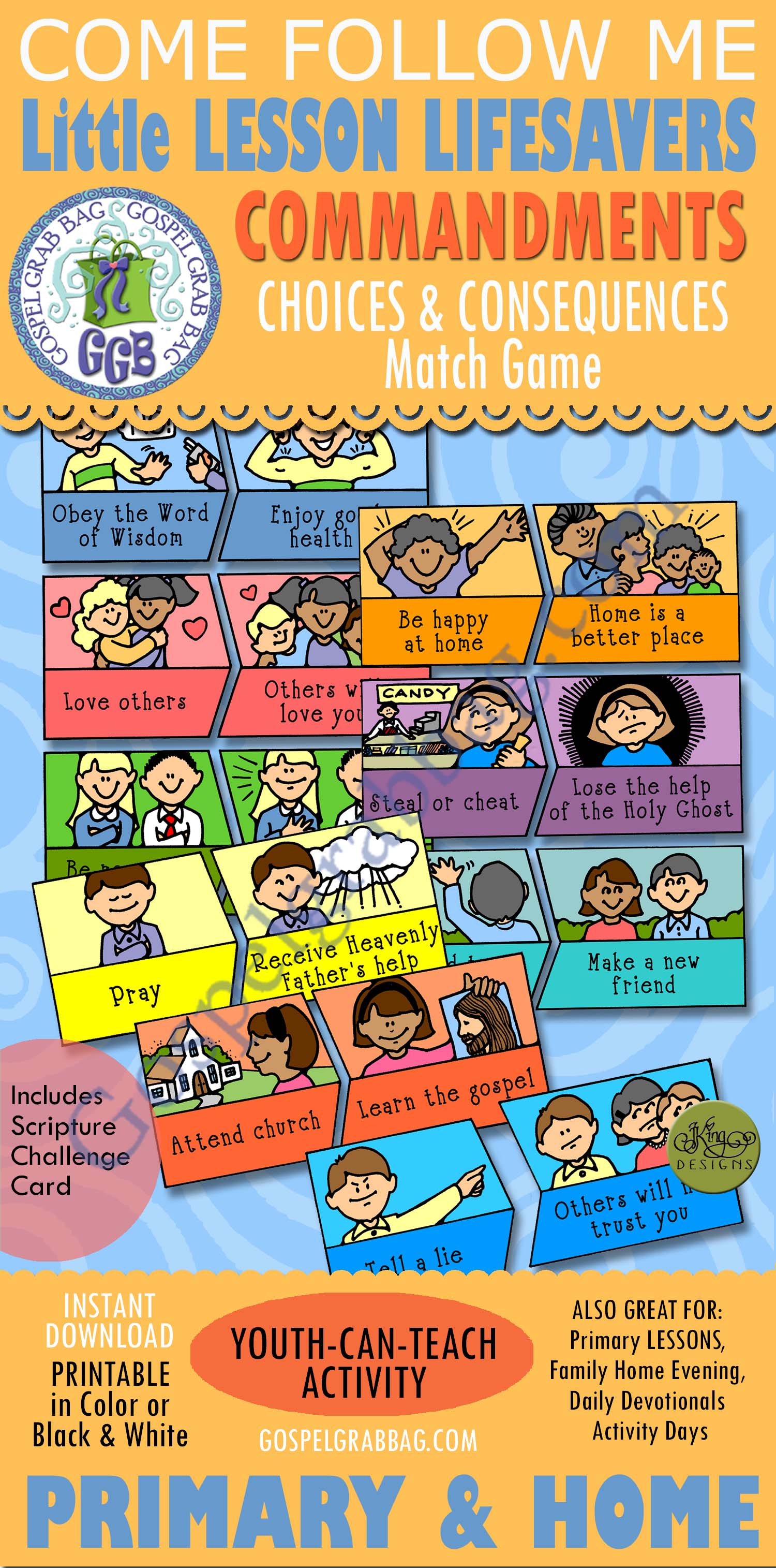 $1.75 Little LESSON LIFESAVER Activity for Come Follow Me – Primary and Home (family home evening), LDS, Christian, Bible Study