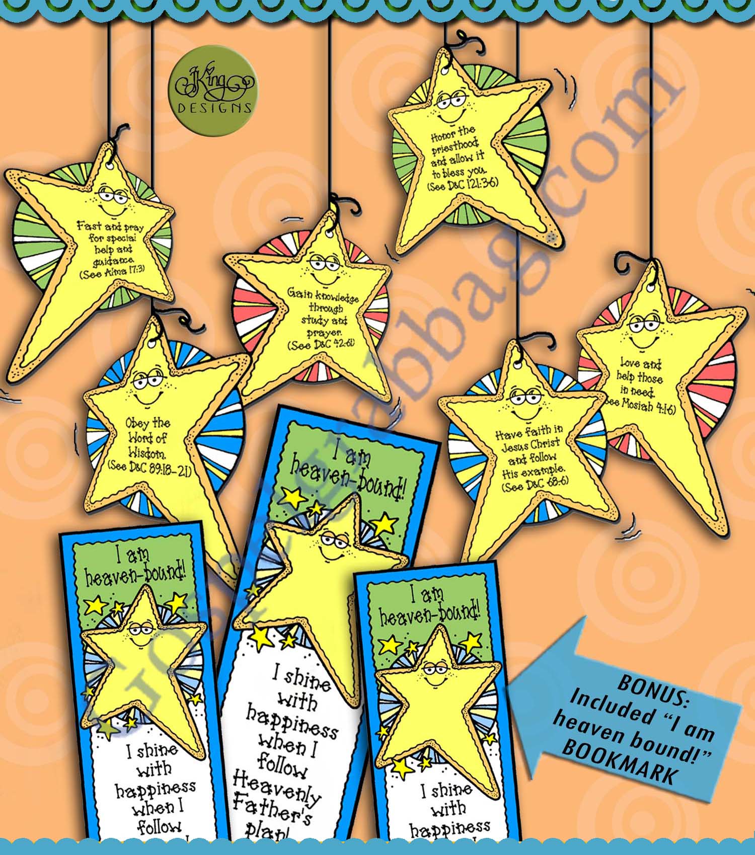 The PLAN OF HAPPINESS: Reach for the Stars! (Blessing Guessing Game and bookmark)