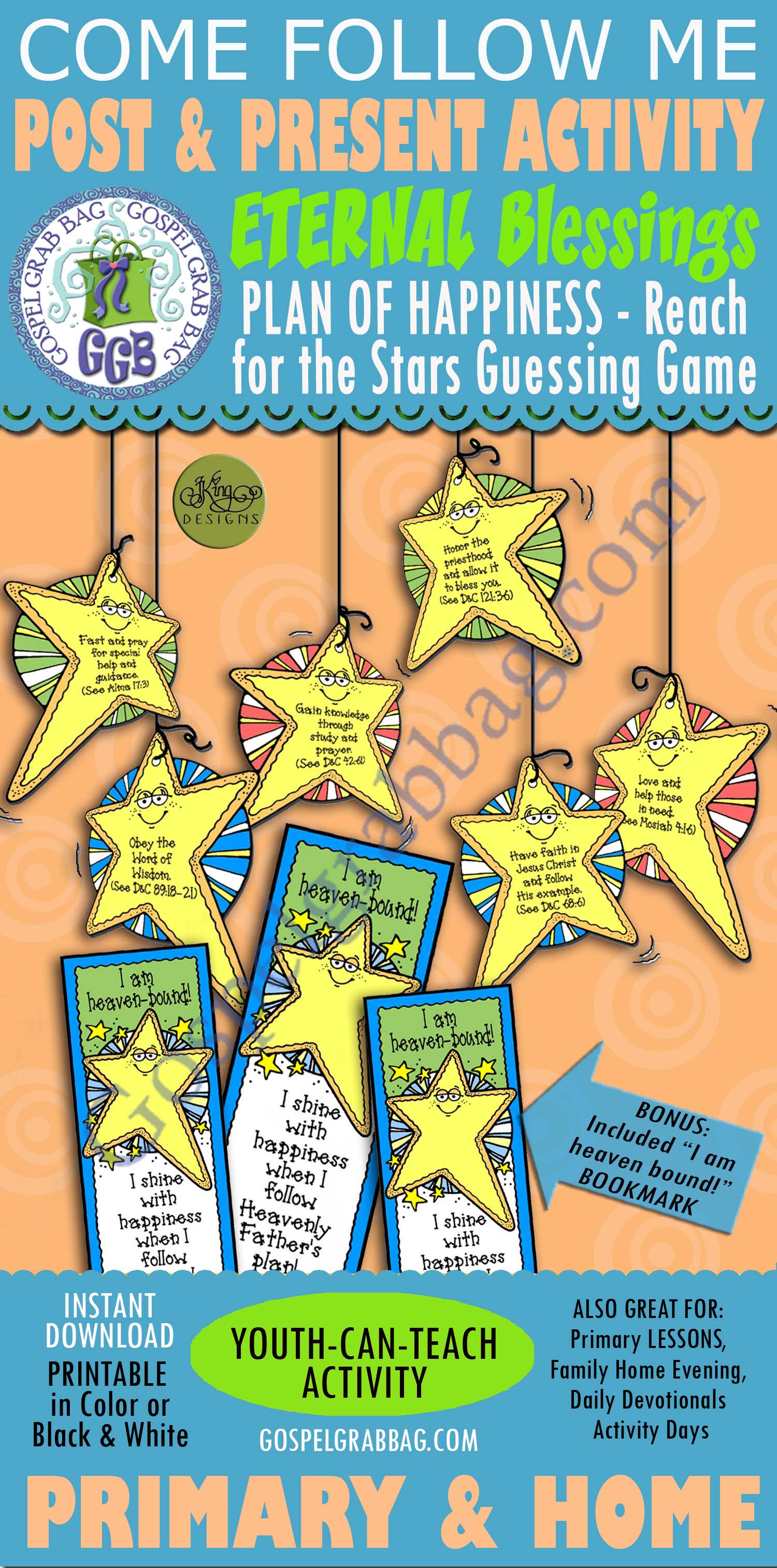 $3.50 POST-AND-PRESENT Activity for Come Follow Me – Primary and Home (family home evening), LDS, Christian, Bible Study