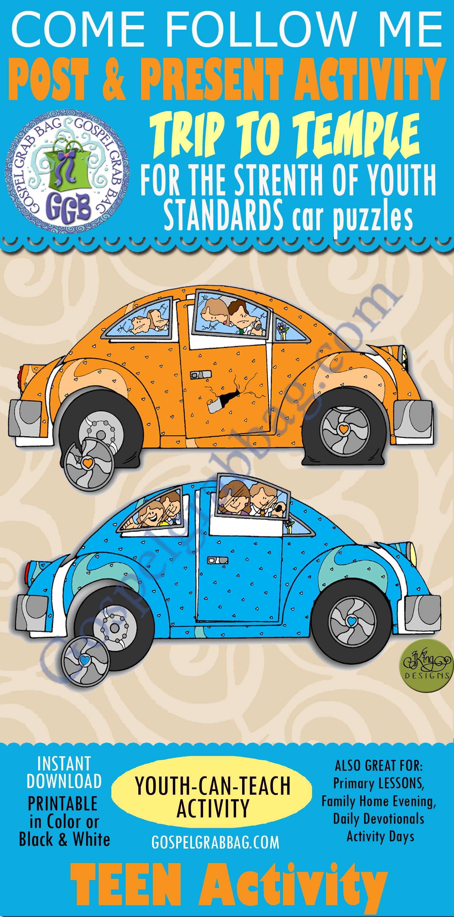 Trip to the Temple - For the Strength of Youth standards car puzzle POST-AND-PRESENT