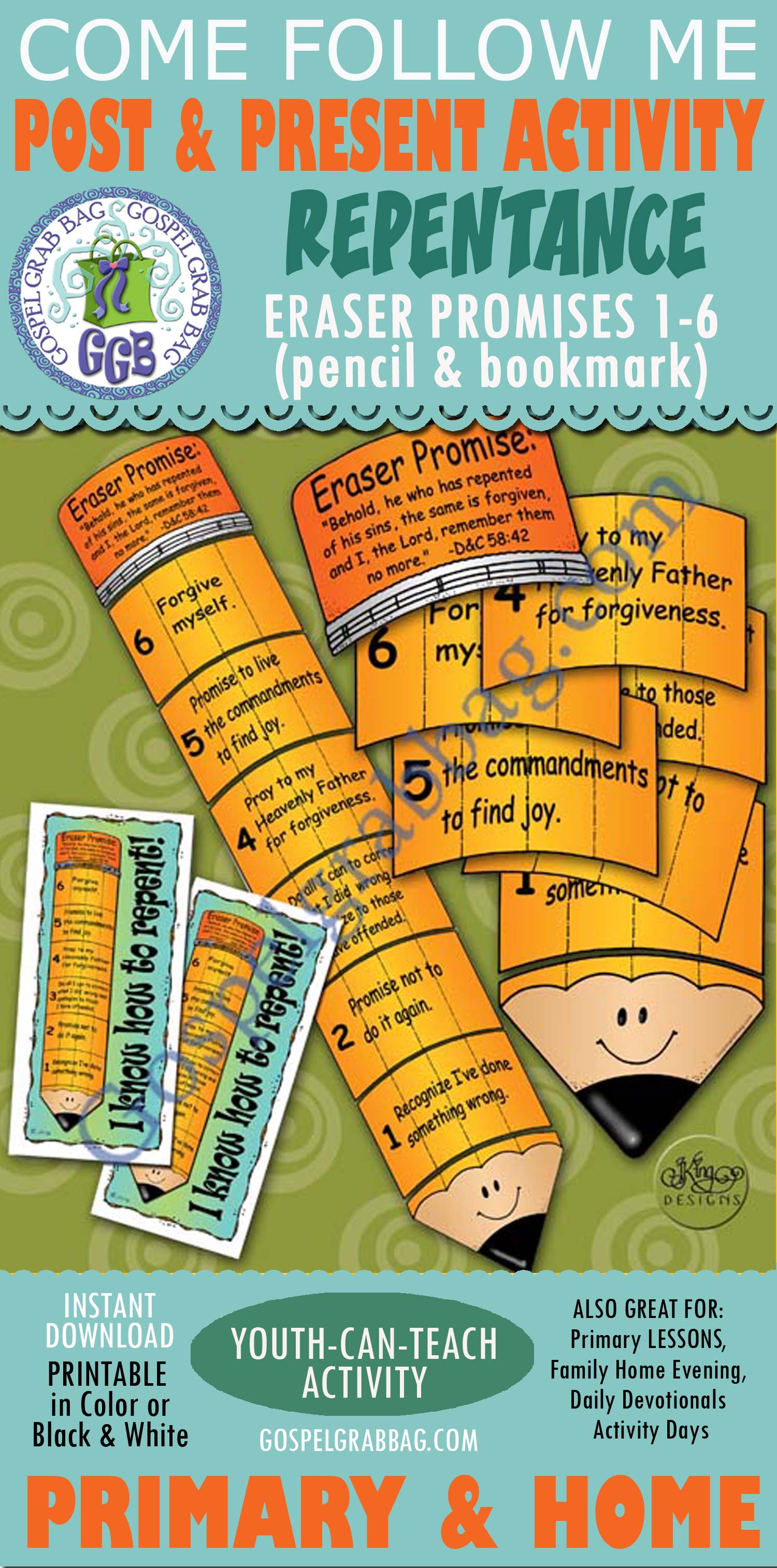 REPENTANCE Eraser Promises - Steps to Repentance pencil chart and bookmark Eraser Promises steps-to-repentance PENCIL & BOOKMARK