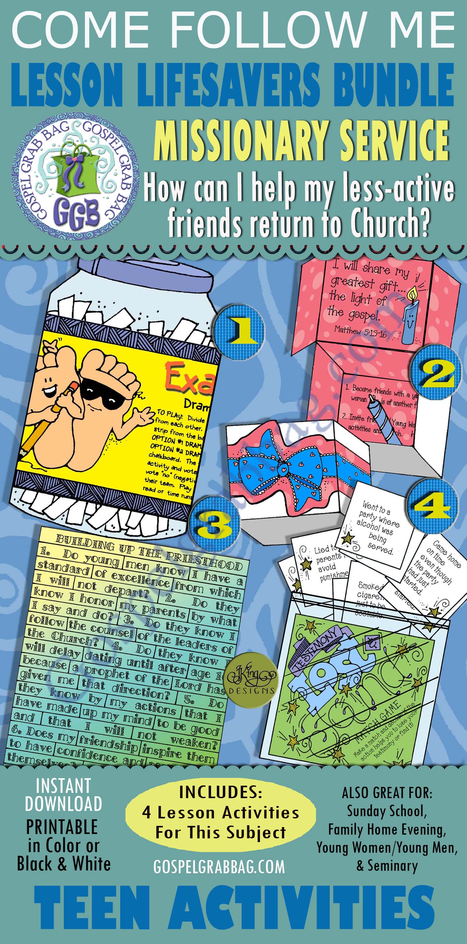 MISSIONARY WORK Activities to teach youth "How can I help my less-active friends return to the Church?" $4.00 BUNDLE for Come Follow Me Seminary, Sunday School, Young Women, Young Men, Family Home Evening
