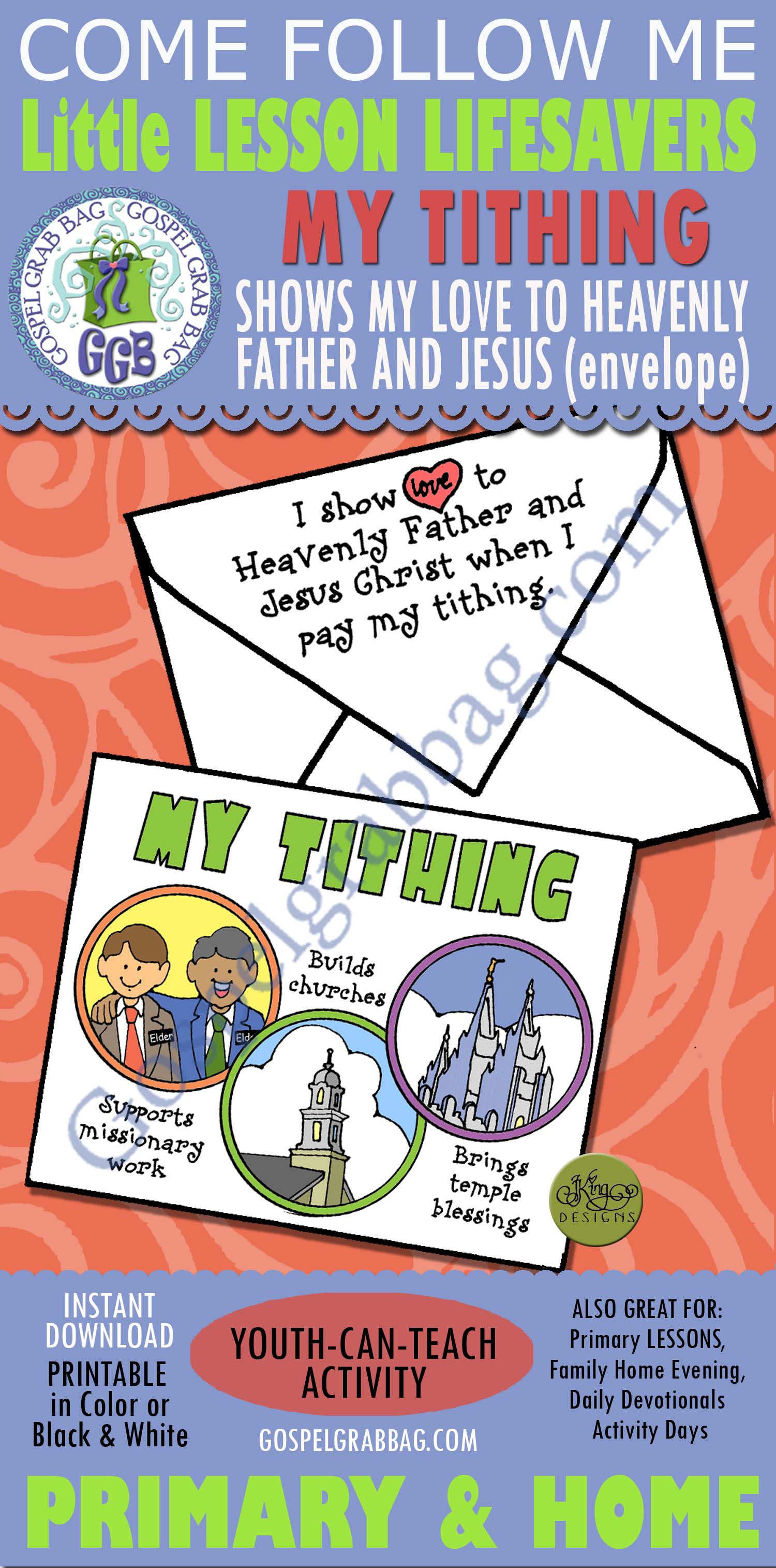 $1.50 Little LESSON LIFESAVER Activity for Come Follow Me – Primary and Home (family home evening), LDS, Christian