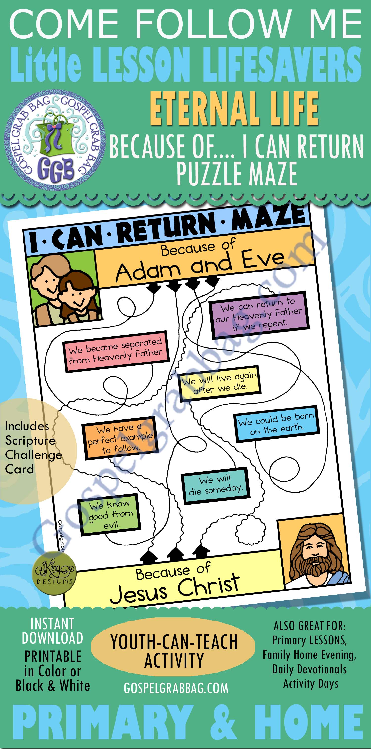BIRTH - RESURRECTION Activity: I Can Return Maze Because of Adam and Eve Because of Jesus Christ I CAN RETURN MAZE