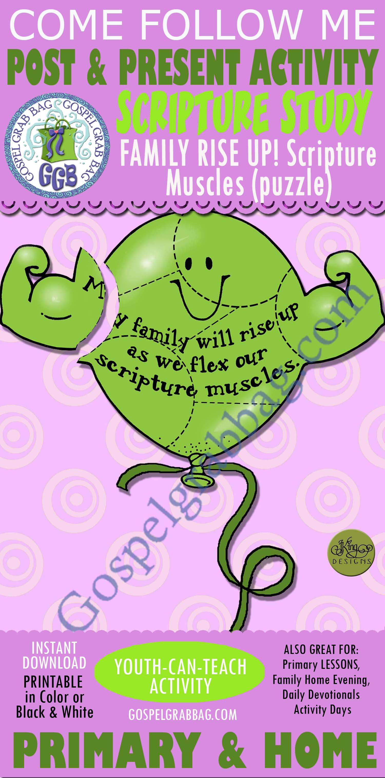 POST-AND-PRESENT Activity My Family and I Will Rise Up! (Scripture Muscles Balloon Puzzle)