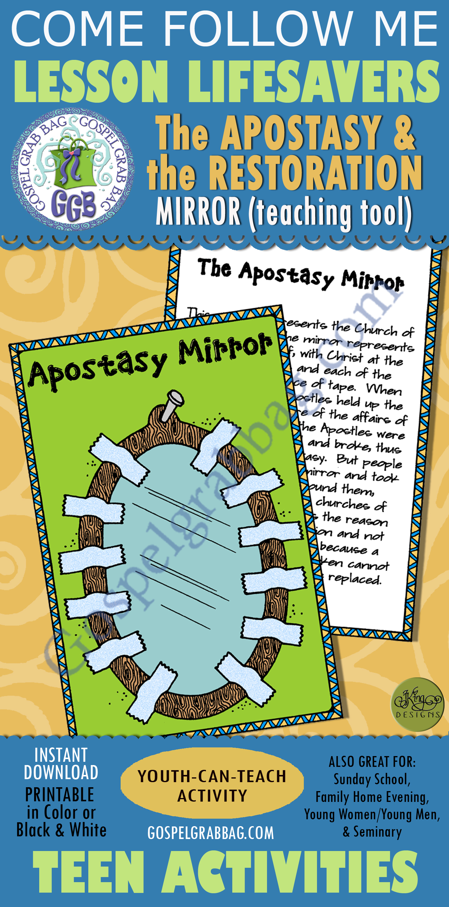 APOSTASY & RESTORATION Activity: Apostasy Mirror (Church of Jesus Christ of Latter-day Saints) $1.75 LESSON LIFESAVER Activity for Come Follow Me – Young Women or Teens, family home evening, Sunday School, Seminary, LDS printables to download