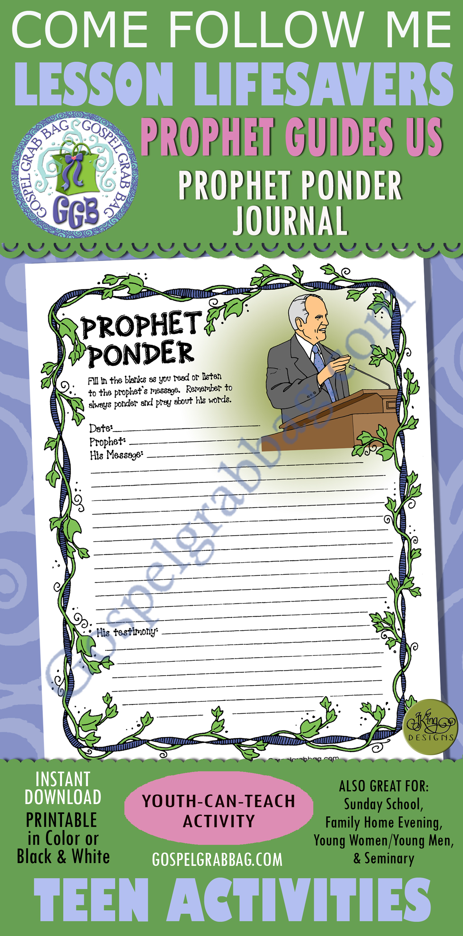 FOLLOW THE PROPHET Activity: Prophet Ponder Journal Prophet Ponder Journal