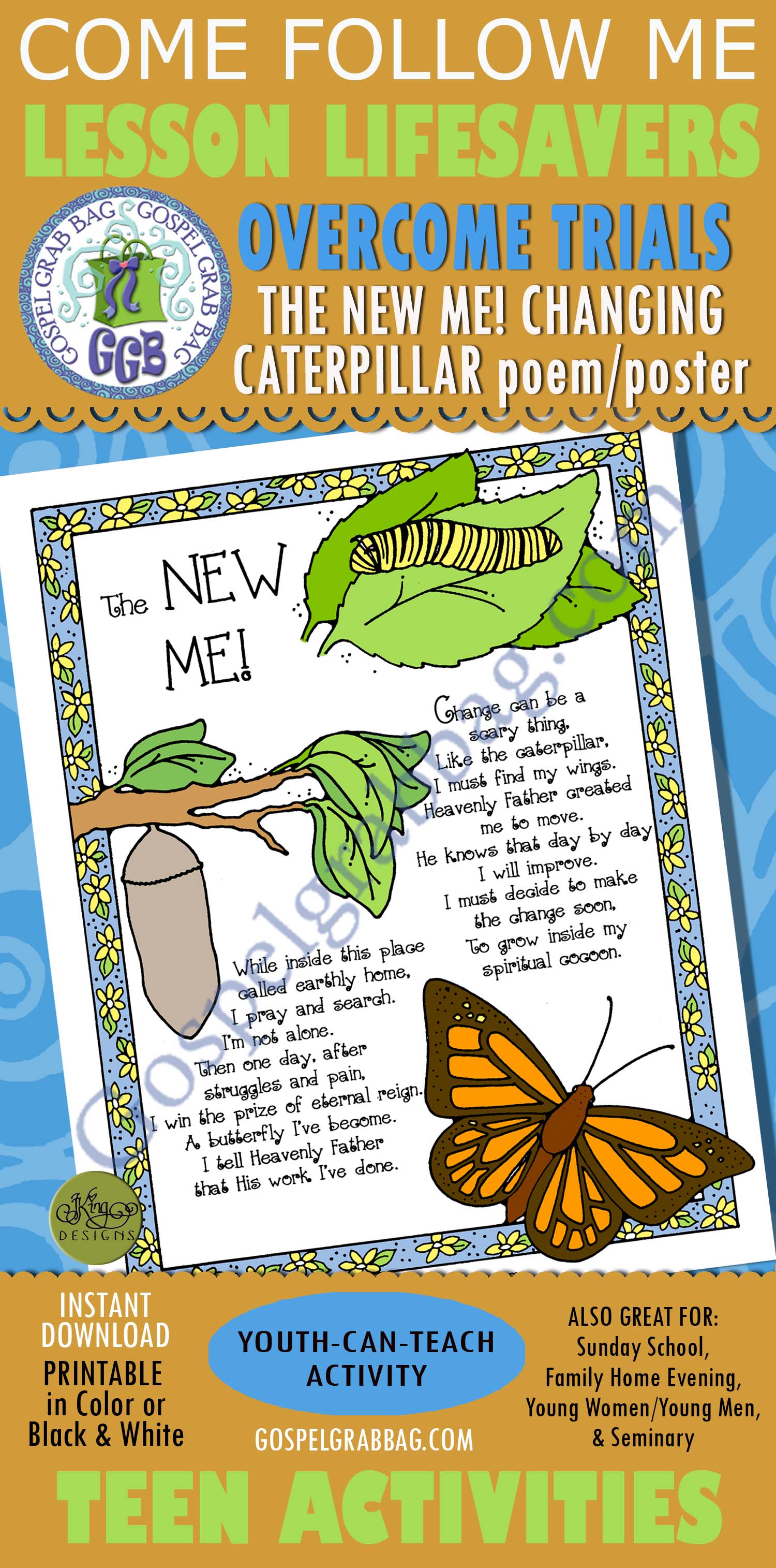 The New Me! Changing Caterpillar poem poster