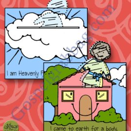 Heavenly Home and Earthly Home with plastic spirit dolls and earthly paper dolls