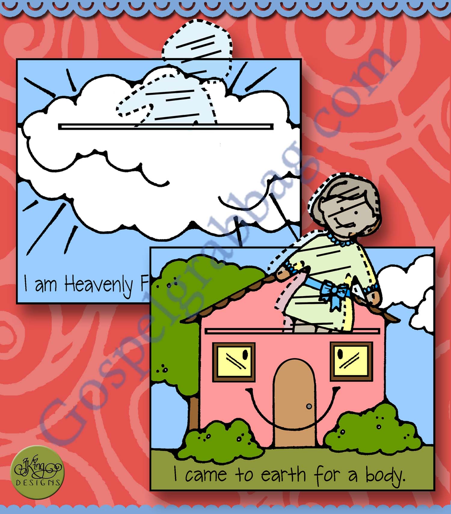 Heavenly Home and Earthly Home with plastic spirit dolls and earthly paper dolls