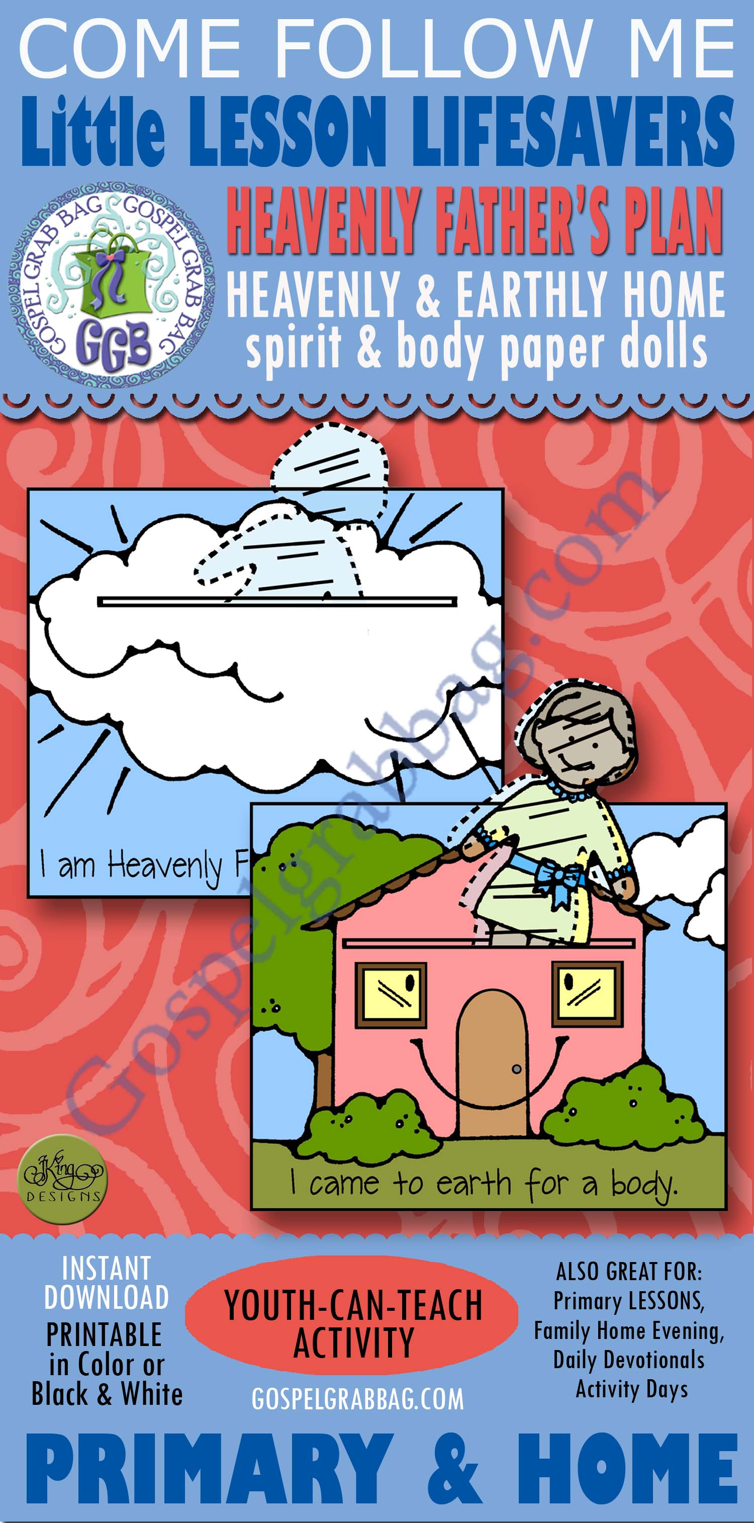 PLAN OF SALVATION Activity: Paper Dolls with Heavenly and Earthly Home - Nursery Lesson 2 Heavenly Home and Earthly Home with plastic spirit dolls and earthly paper dolls