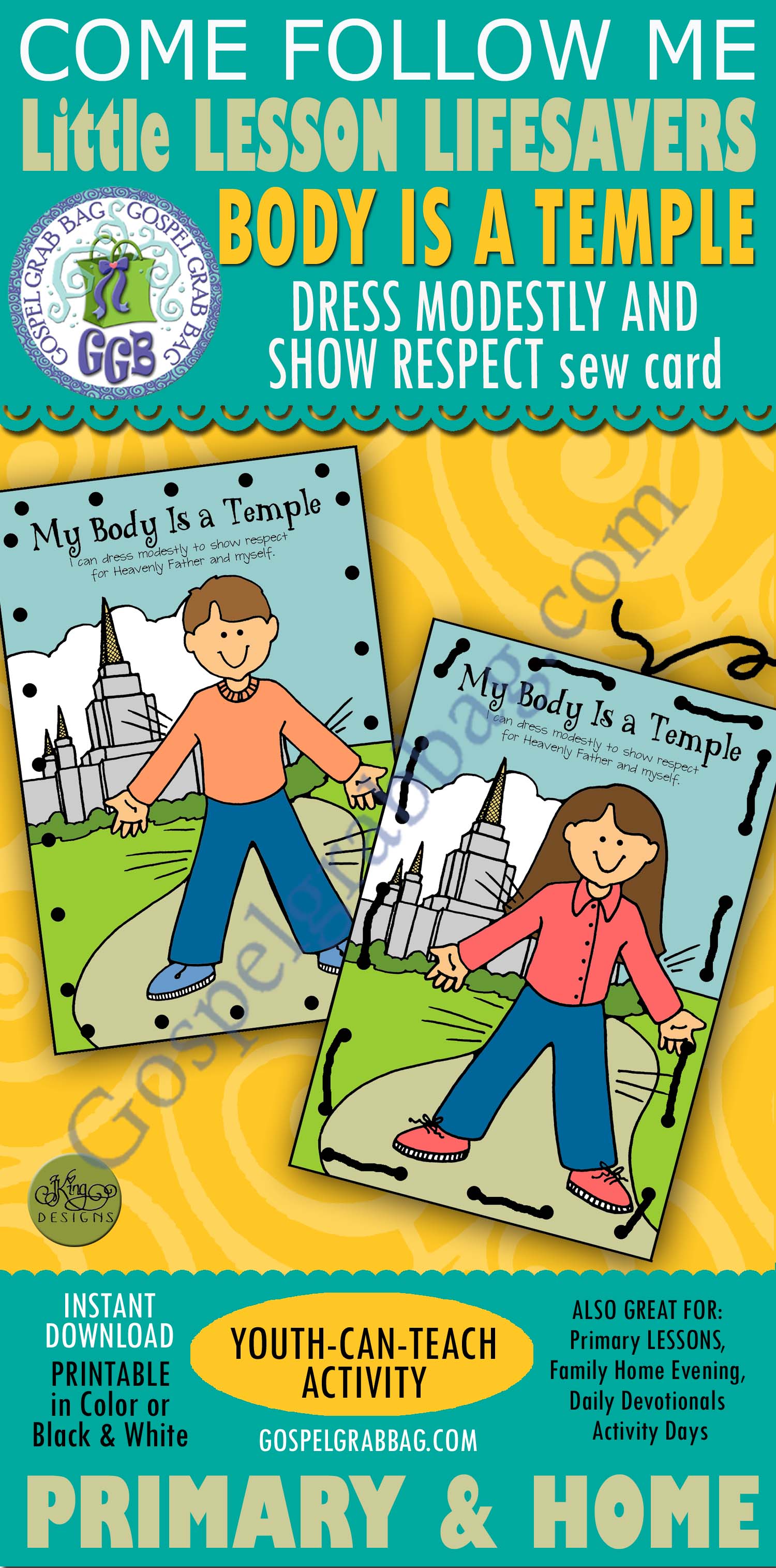 Body is a Temple sew card My Body Is a Temple (sewing card)