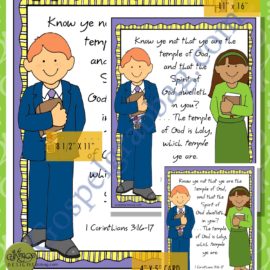 My Body is a Temple – Holy Ghost: Scripture Poster, 1 Corinthians 3:16-17, LDS Lesson Activity for: Primary, Youth, and Family Home Evening