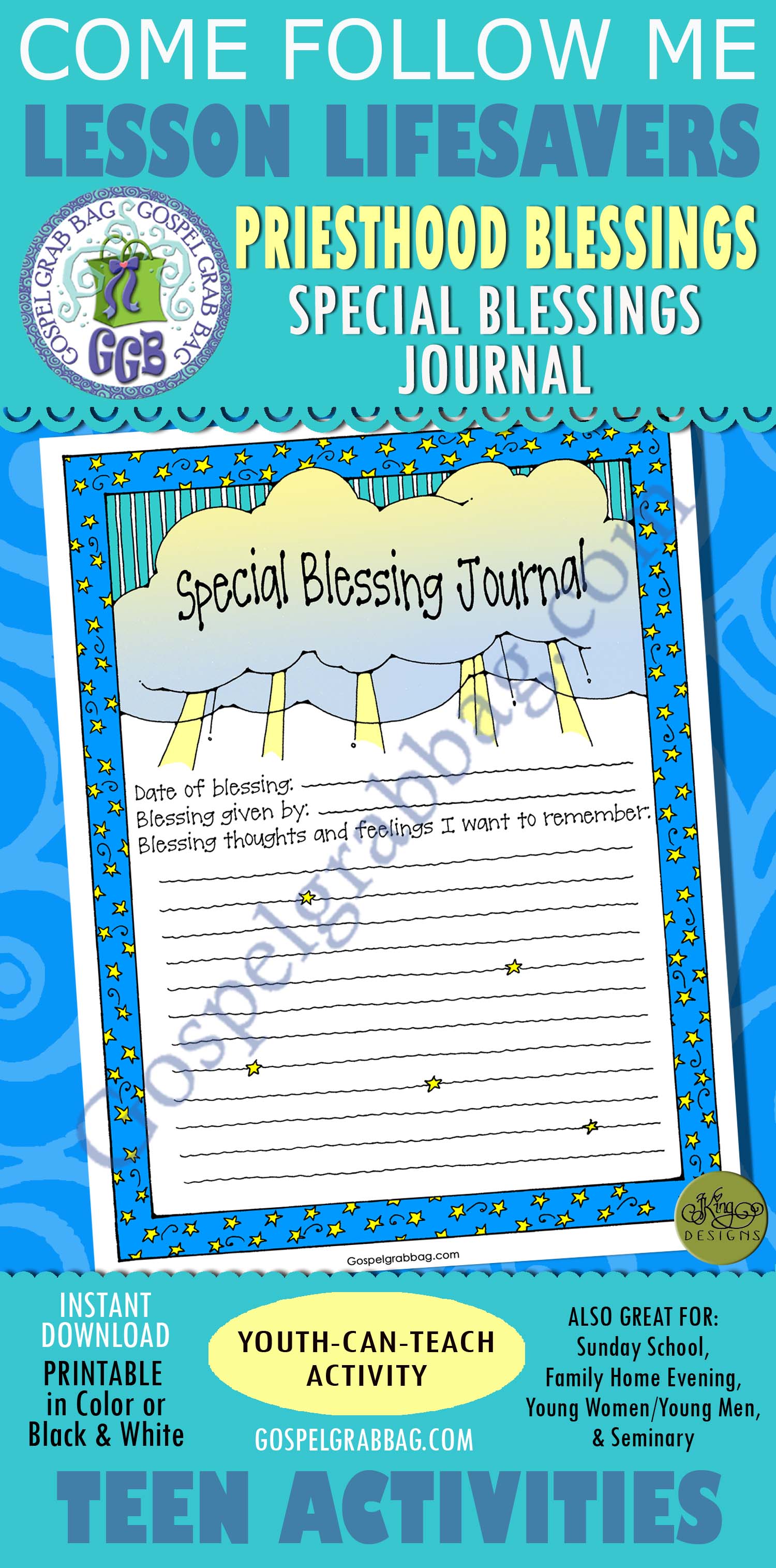 LESSON LIFESAVER Activity Special Blessing Journal