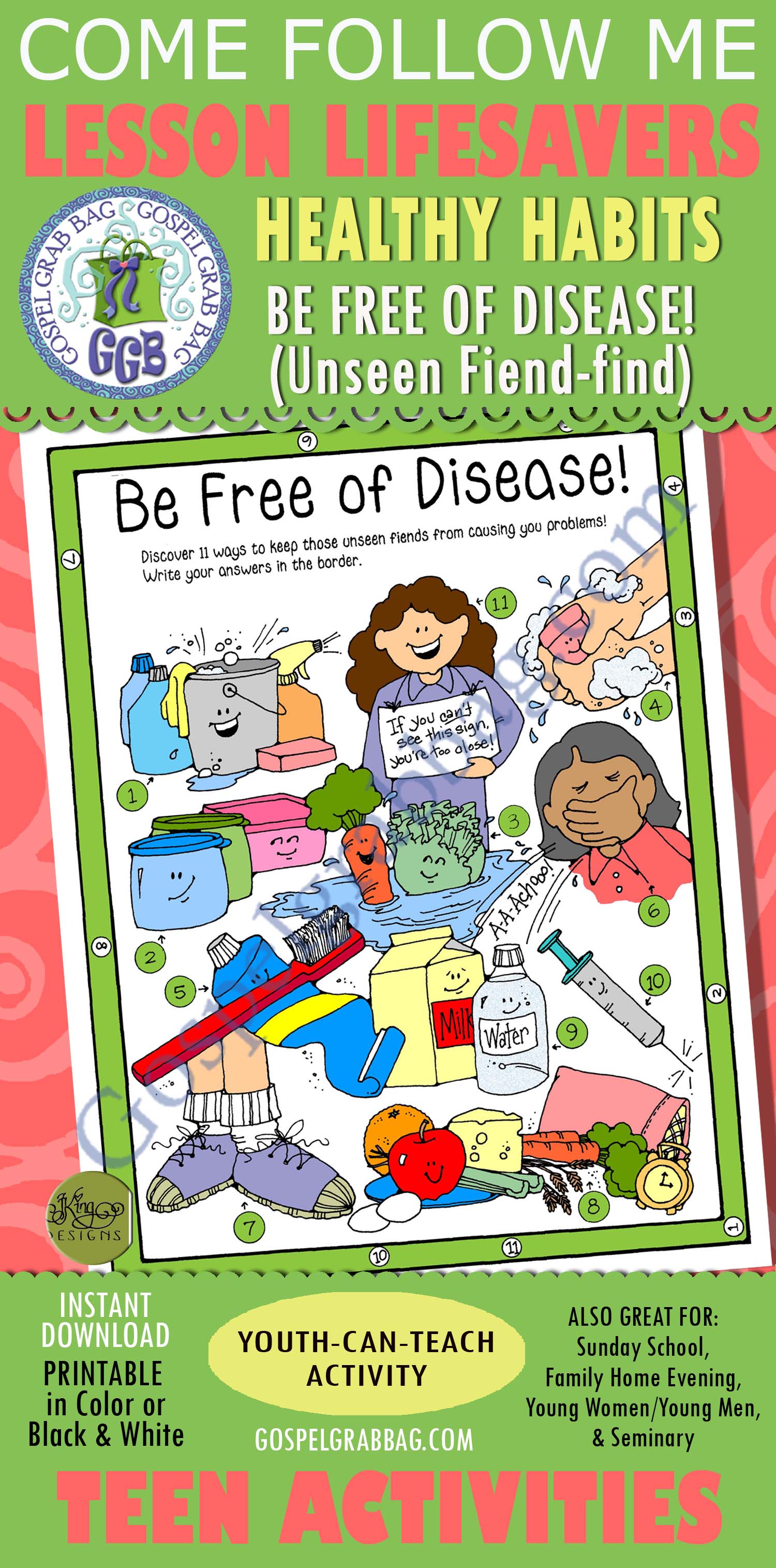 LESSON LIFESAVER Activity Free of Disease! unseen fiend find