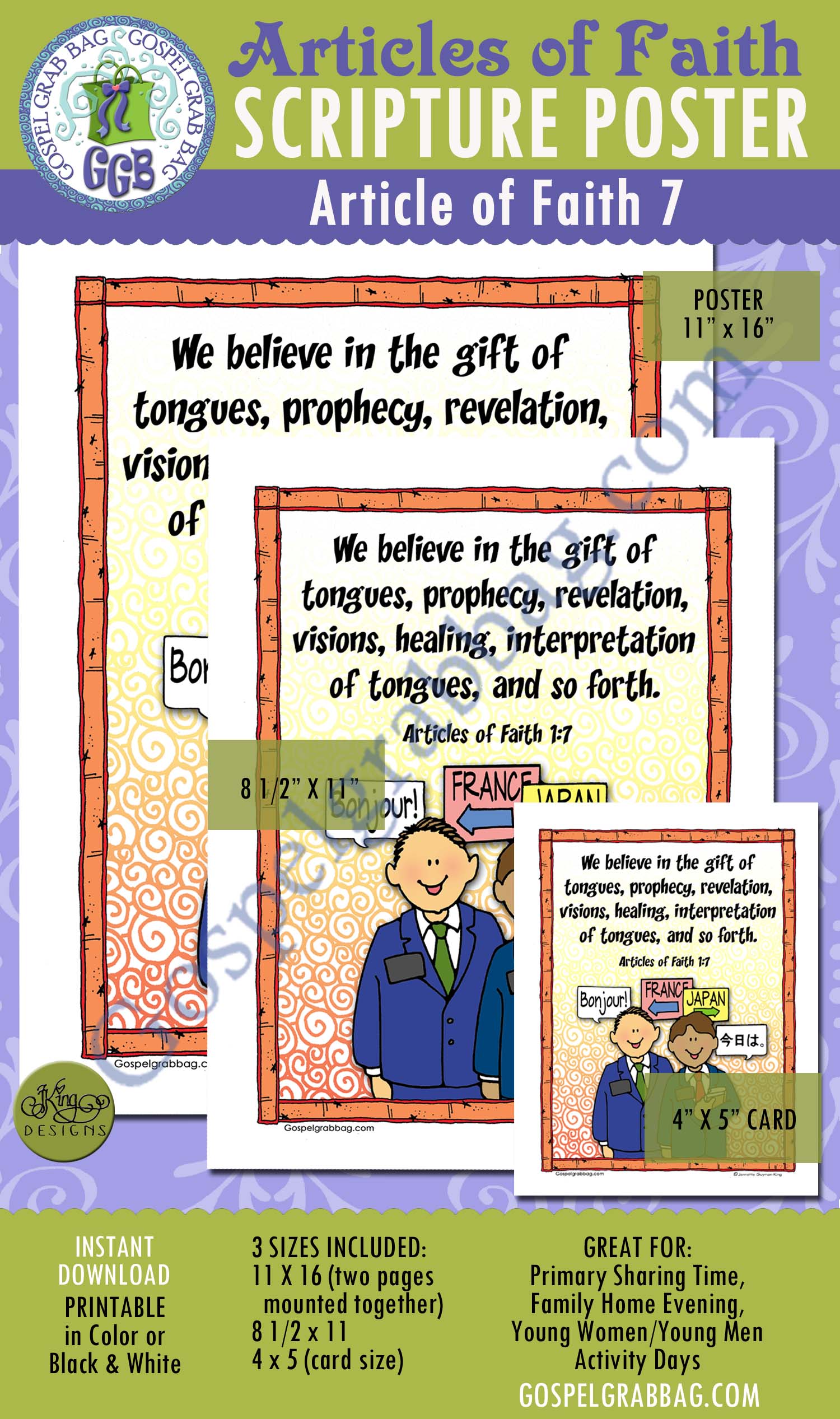 Article of Faith 7 SCRIPTURE POSTER/CARD SET Articles of Faith 1:7 Spiritual Gifts – Gifts of the Spirit