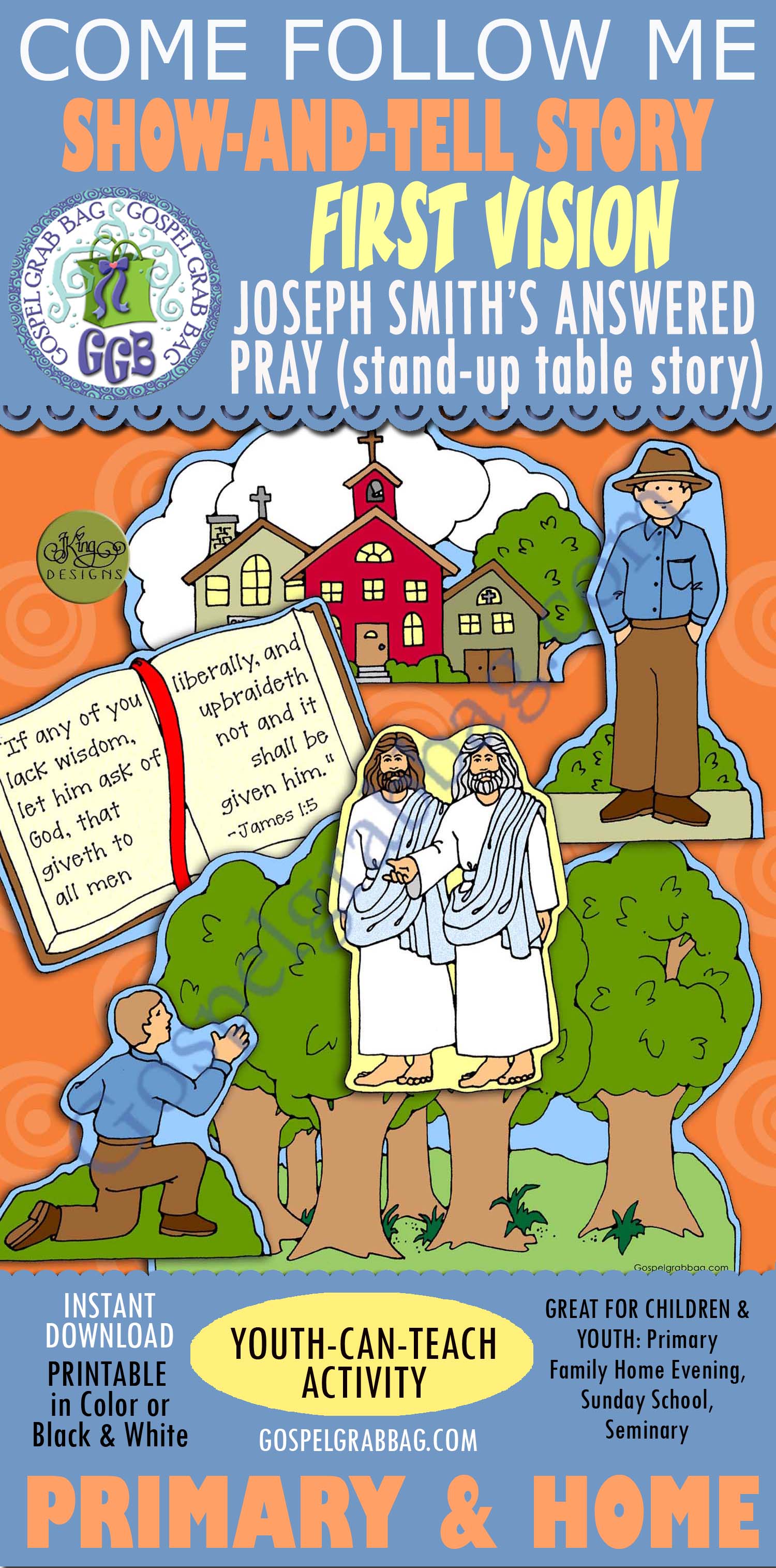 $3.00 small Visuals for Come Follow Me, Primary, family home evening, missionary service, stand-up story