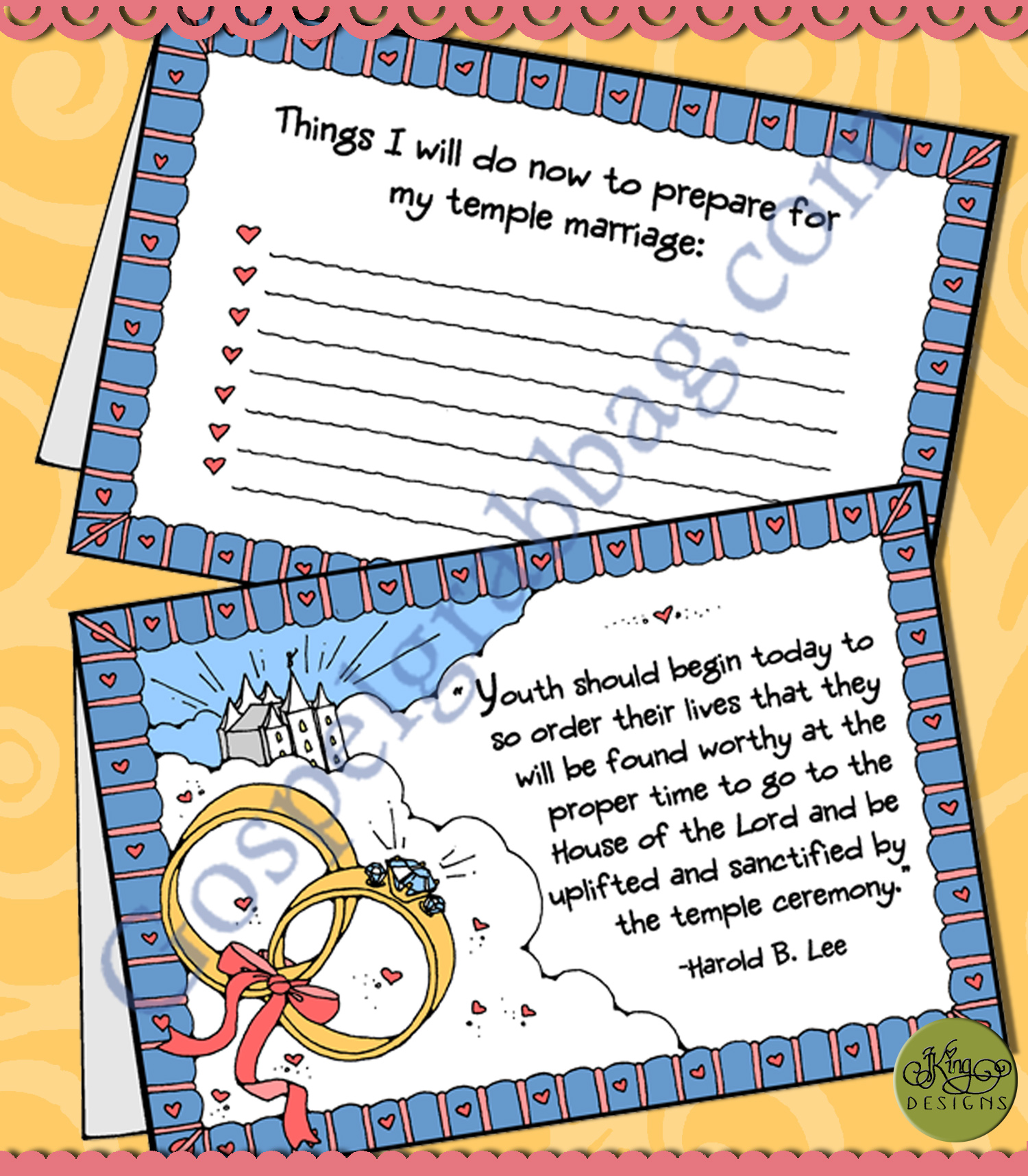 LESSON LIFESAVER Activity Temple Marriage Preparation tent-card