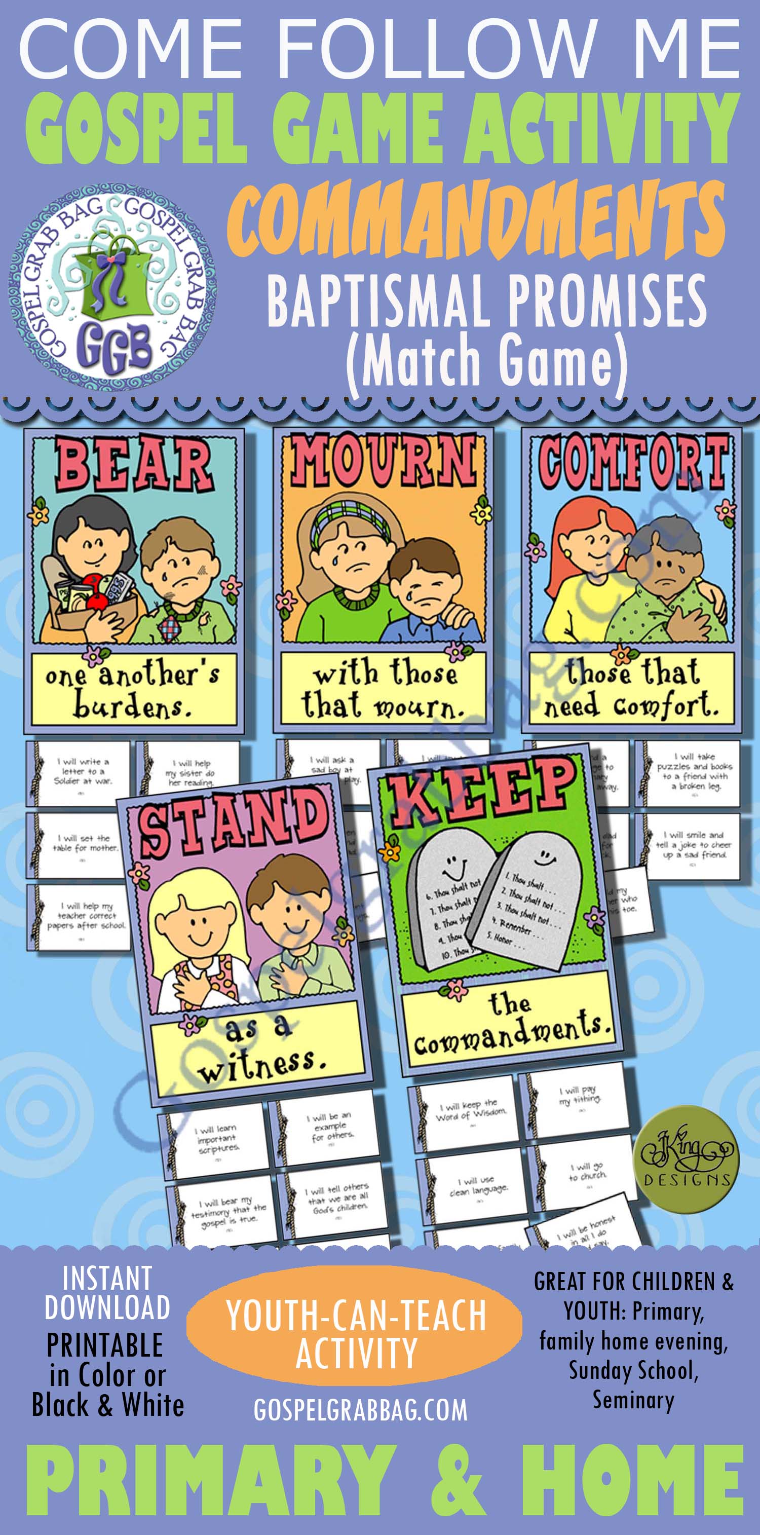BAPTISM COVENANTS ACTIVITY: Baptism Promises GAME MOSIAH 18 Baptism Promises match game