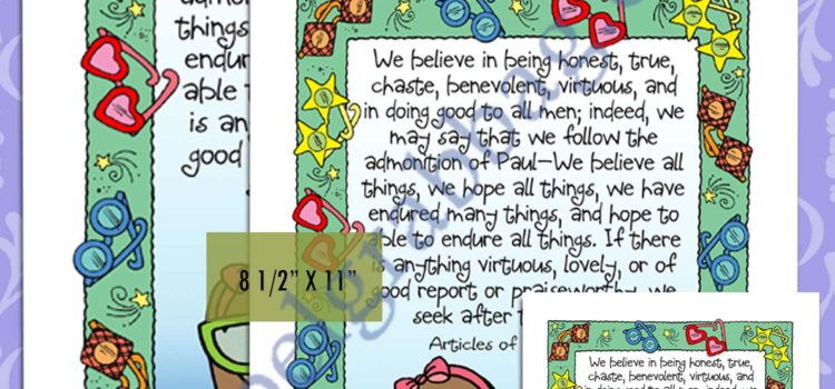 Articles of Faith 1:13 scripture poster/card set