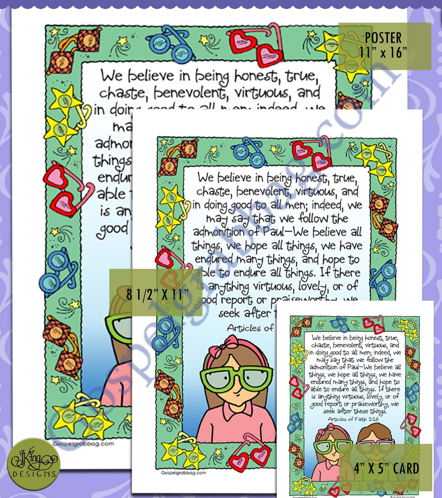 Articles of Faith 1:13 scripture poster/card set
