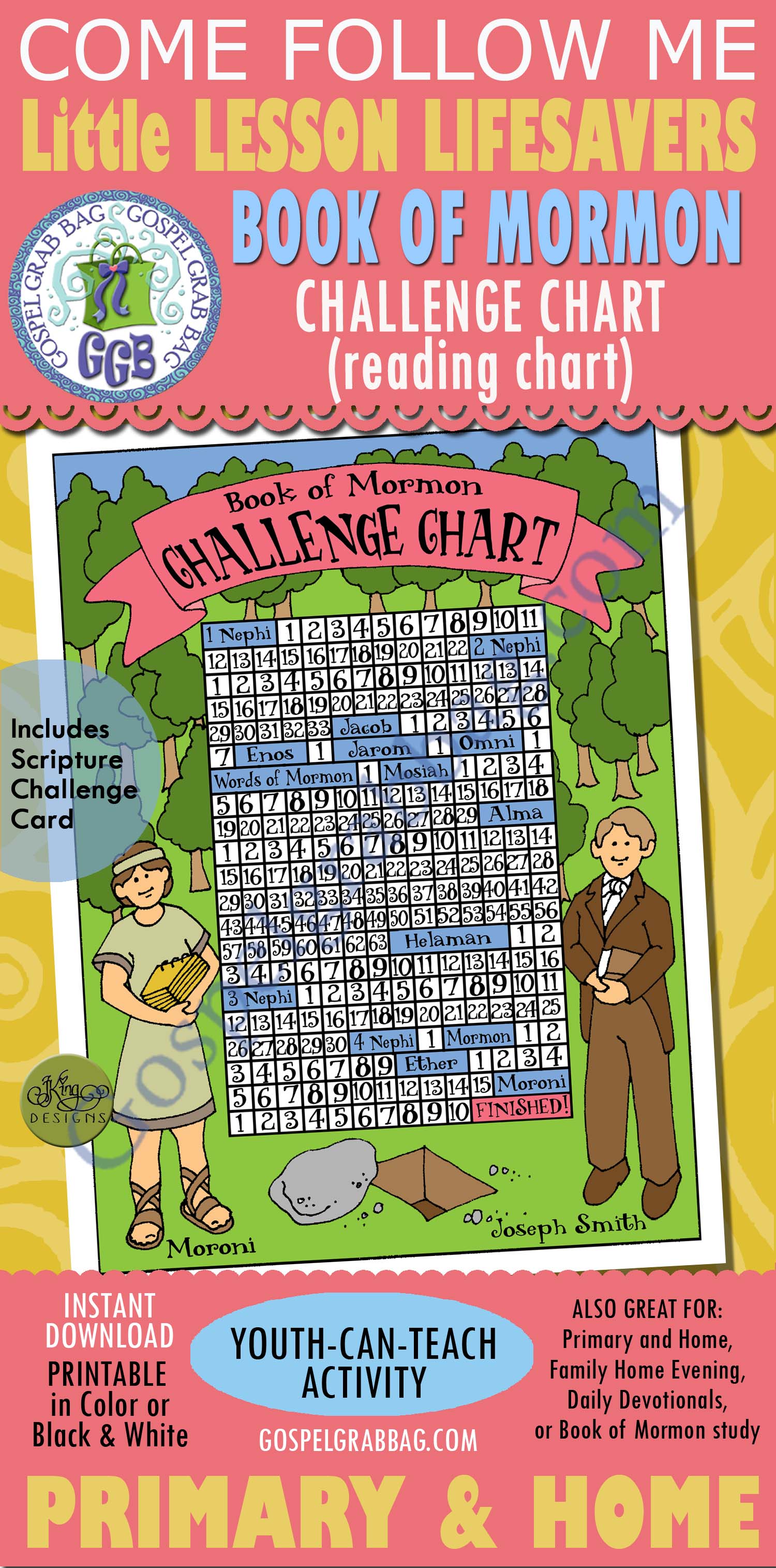 Book of Mormon CHALLENGE CHART to mark chapters read
