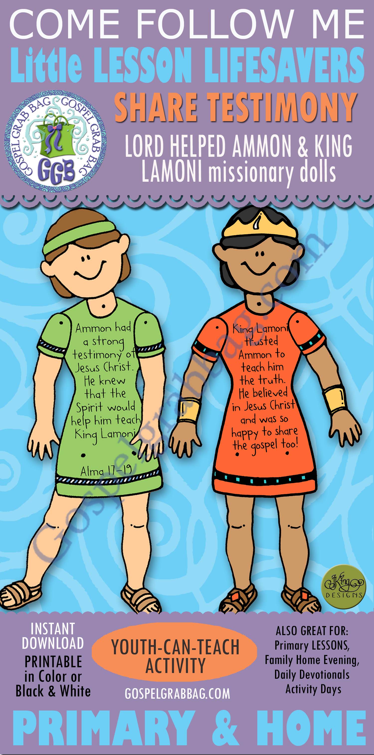 Ammon and King Lamoni hinged missionary dolls