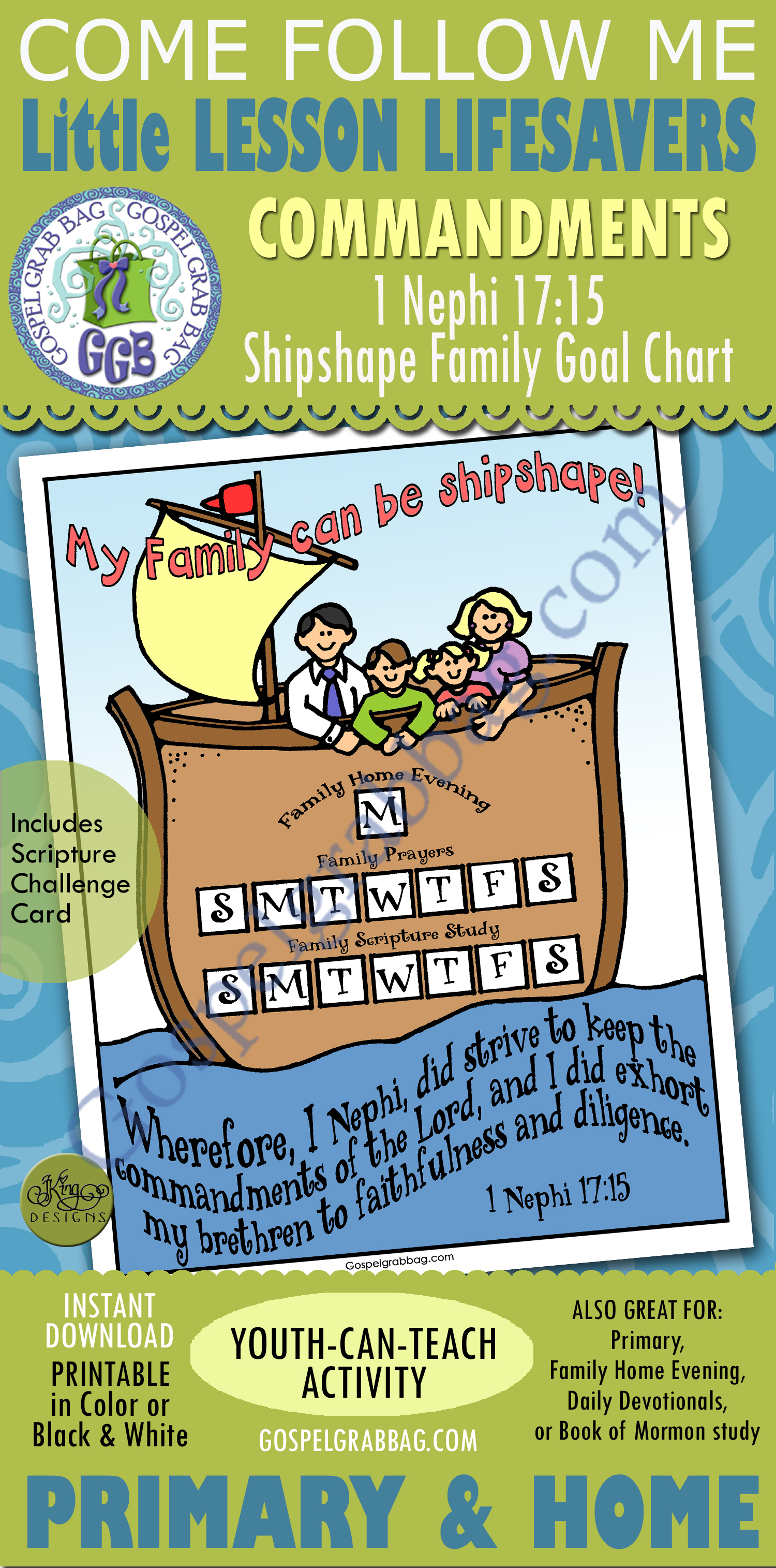 COMMANDMENTS - FAMILY - EXAMPLE Activity: "Ship"-shape Family Goal Chart