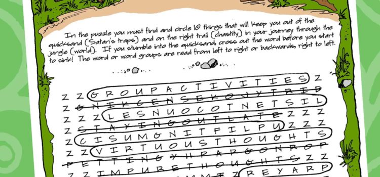 Chastity – Virtue: LDS Lesson Activity – Caution! It’s a Jungle Out There! Quicksand Puzzle