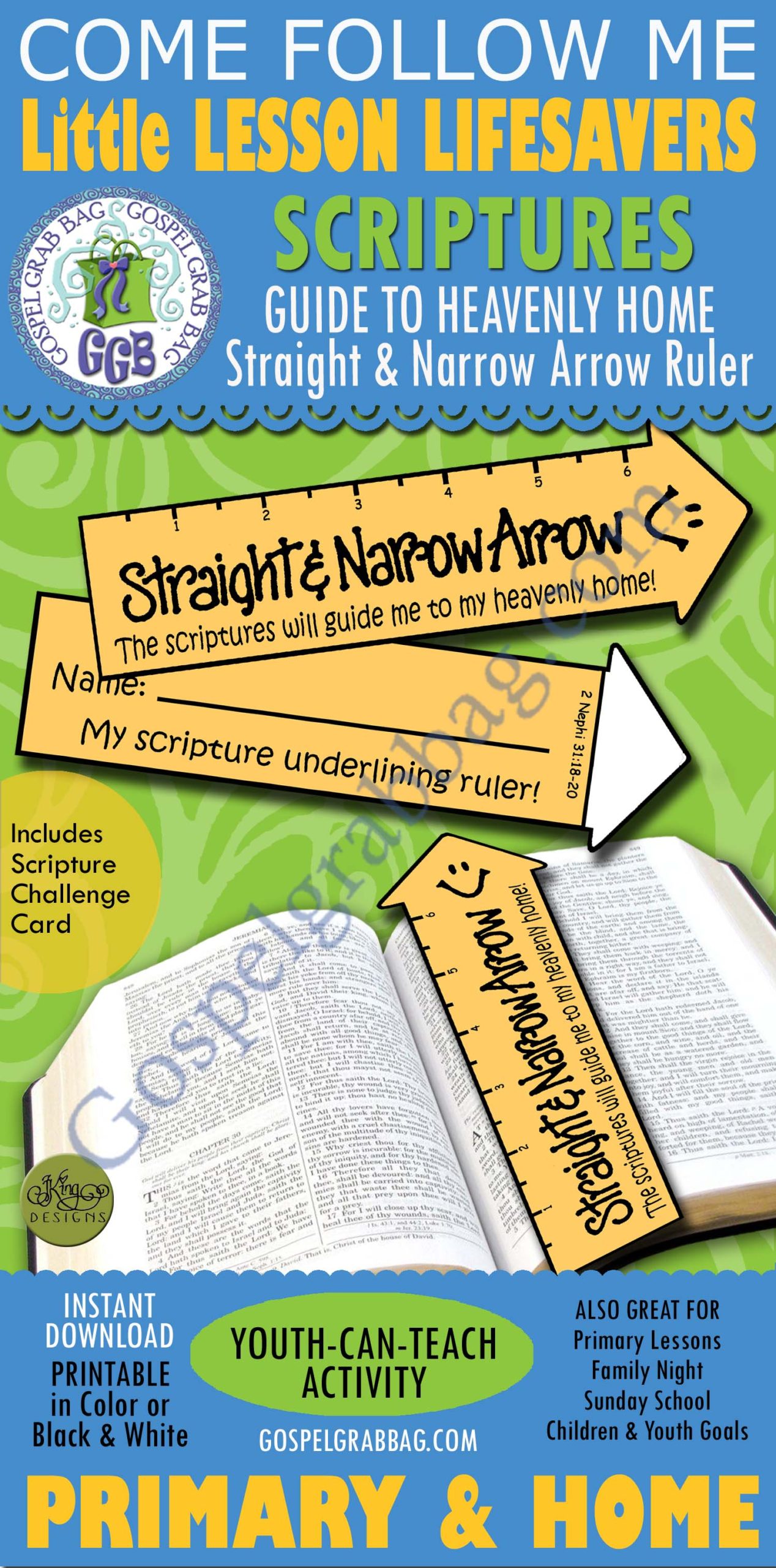 Scriptures Guide Me – Straight and narrow arrow underlining ruler
