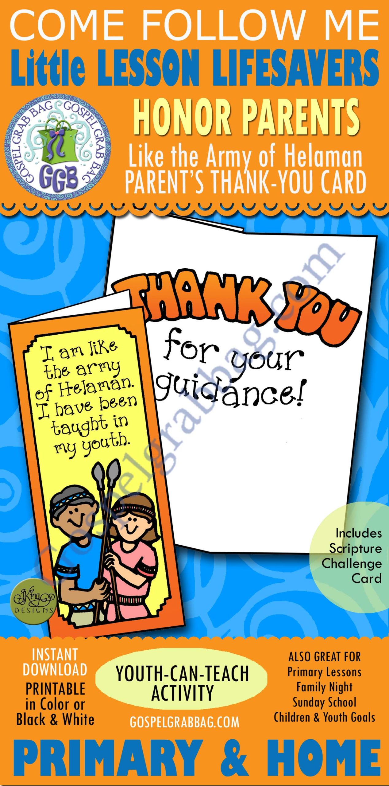 Stripling Warrior LESSON LIFESAVER Activity Honor My Parents – Thank-you Card