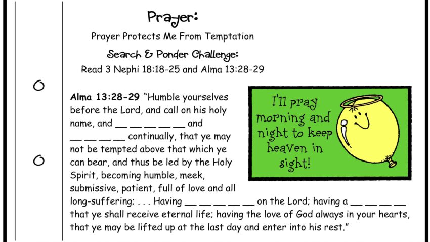 scripture activity on prayer and overcoming temptation