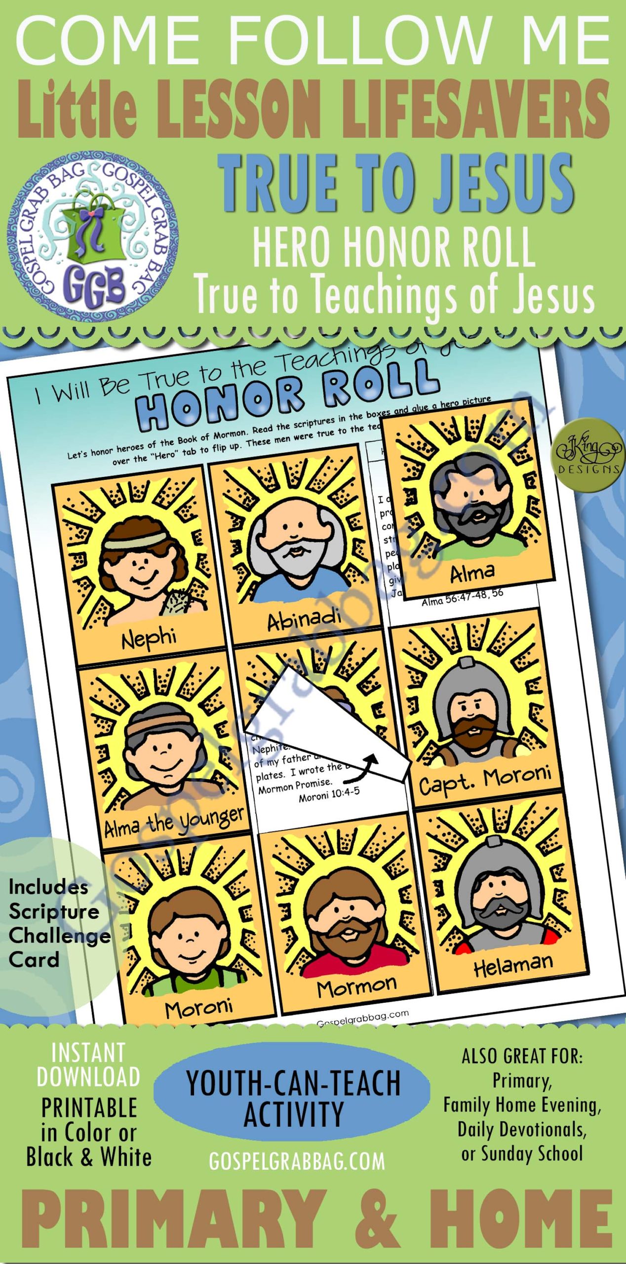 BOOK OF MORMON Honor Roll Merit Match ACTIVITY - Those True to Teachings of Jesus Book of Mormon HEROS Honor Roll merit match game
