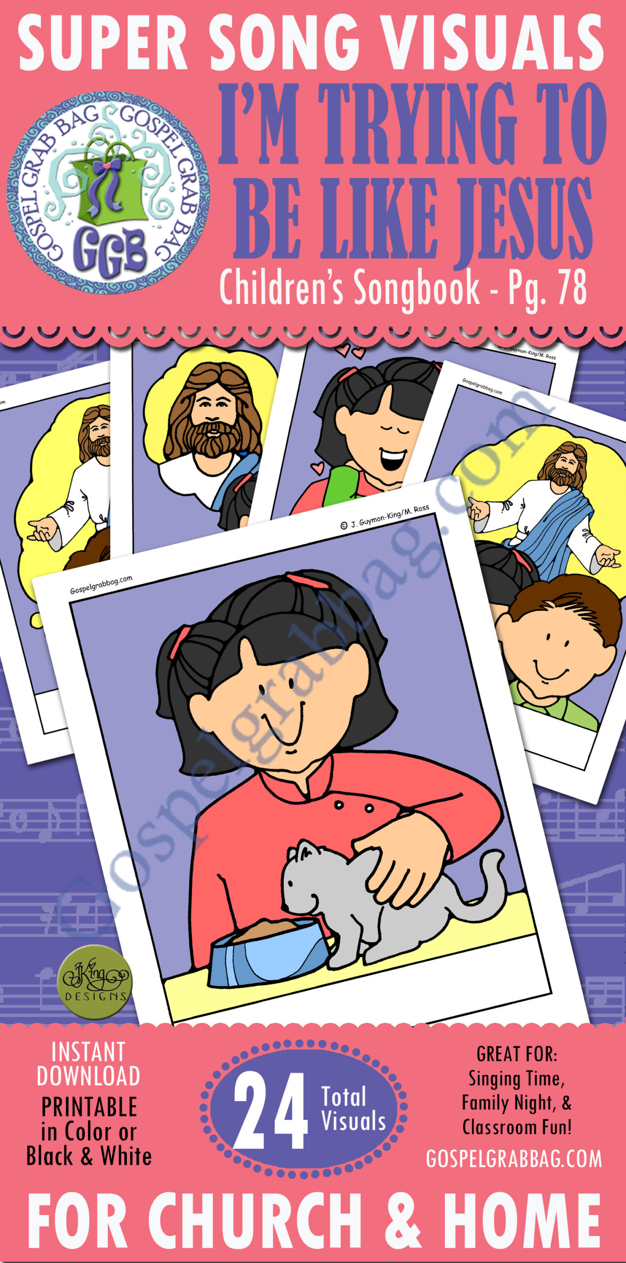 Song Visuals "I'm Trying to Be Like Jesus" for singing practice or family home evening