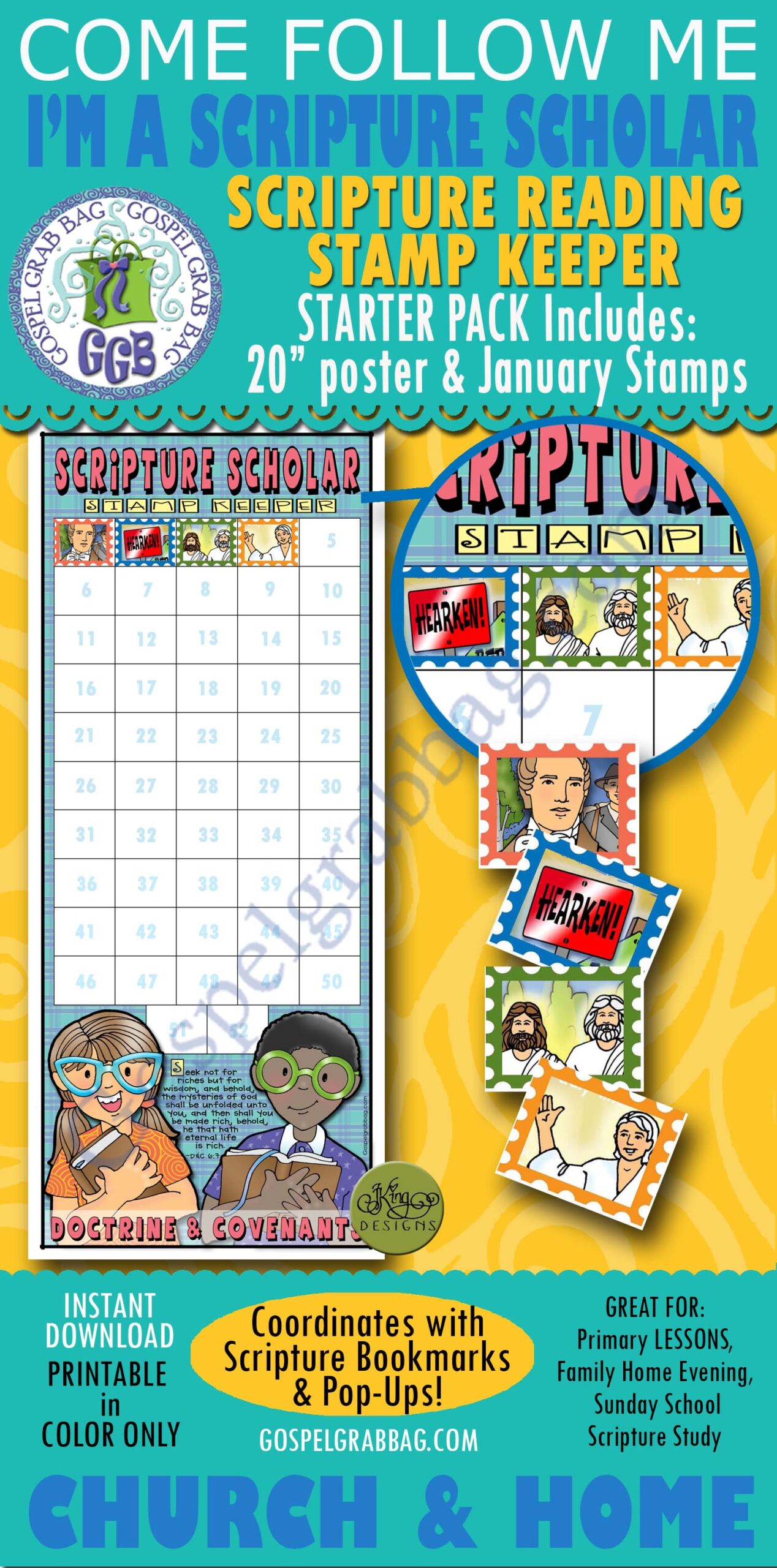 Come Follow Me SCRIPTURE SCHOLARS Doctrine and Covenants - January 2025 STAMPS & STAMP KEEPER