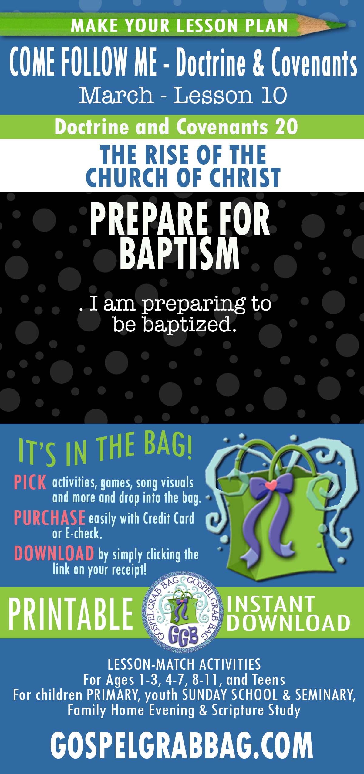 Lesson Activities and Song Visuals For "I am preparing to be baptized." 